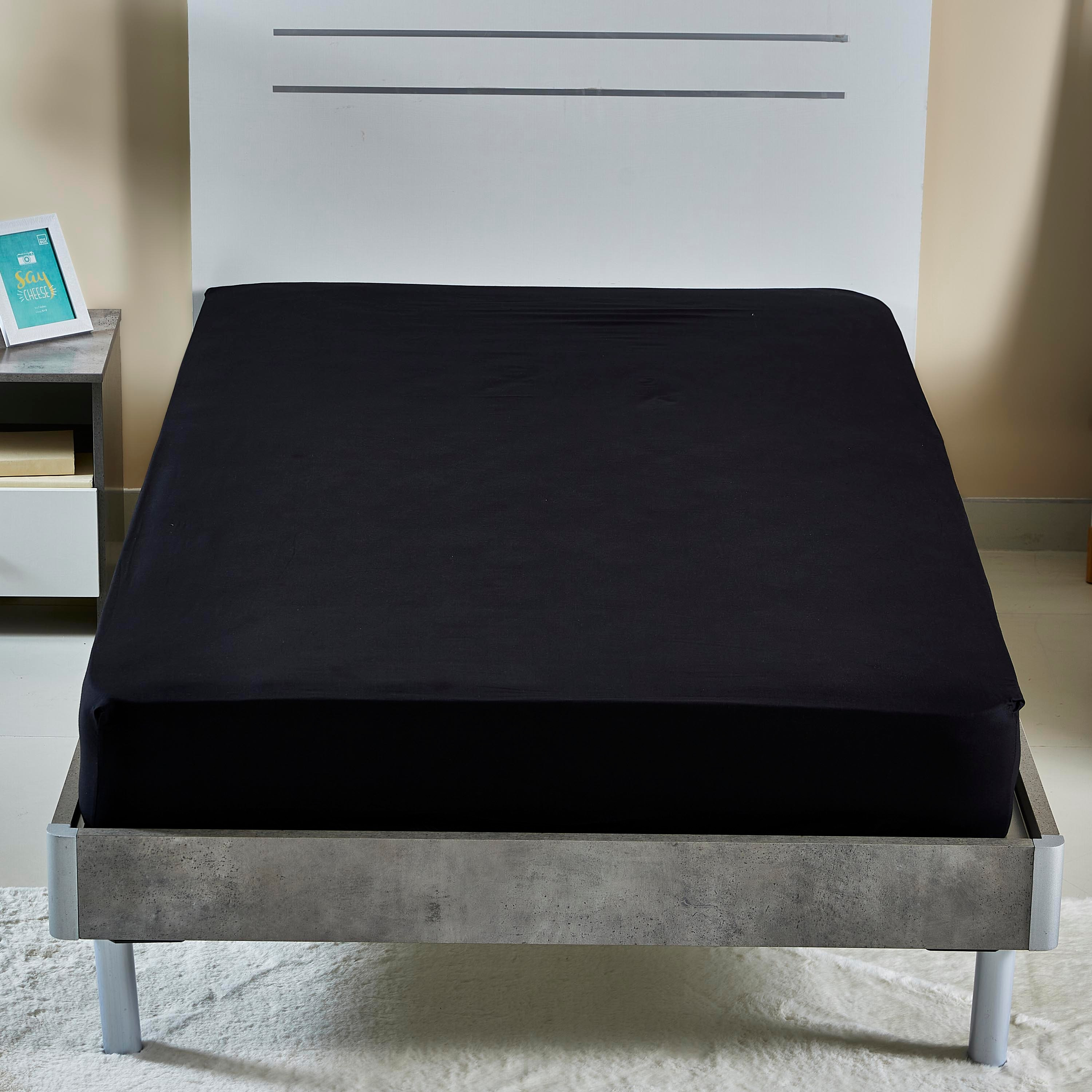 شرشف مطاطي مزدوج قطني سادة من ويلينجتون - 120x200 سم-hbxhomeware-bedding-fittedsheets-image-2