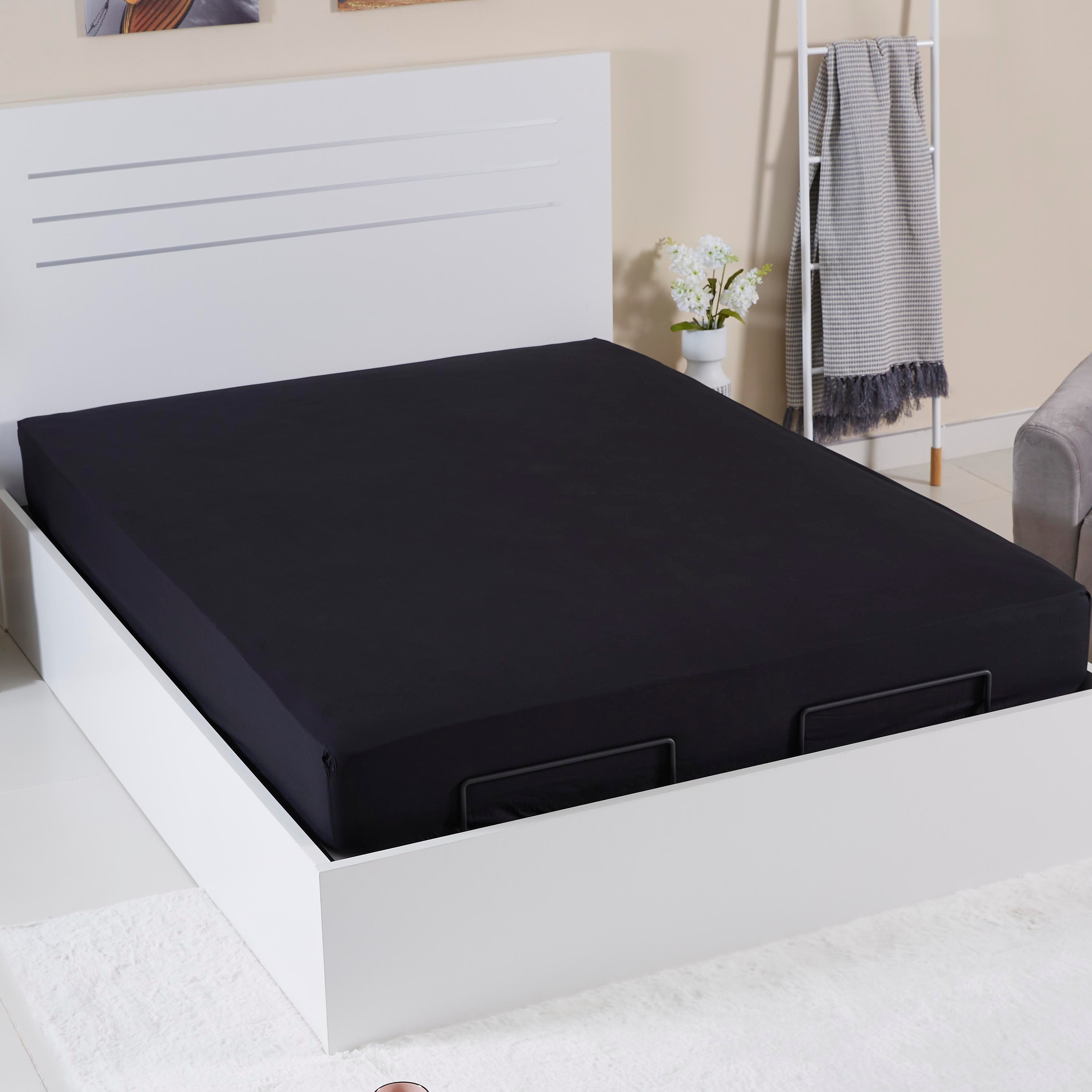 شرشف مطّاطي سادة قطني مقاس كوين من ويلينجتون - 150X200 سم-hbxhomeware-hbxbedroom-image-1