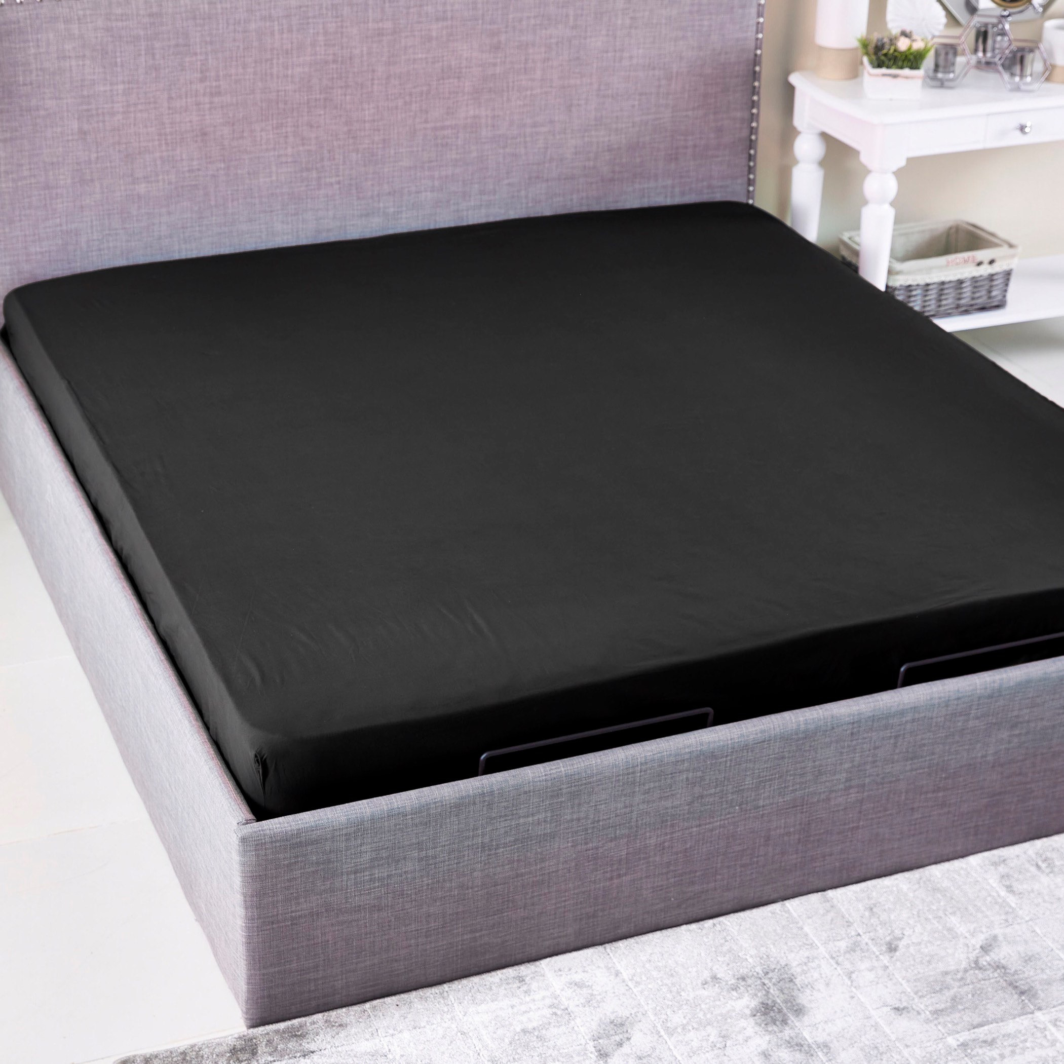 شرشف مطاطي كينج قطني سادة من ويلينجتون - 180x200 سم-hbxhomeware-bedding-fittedsheets-image-1