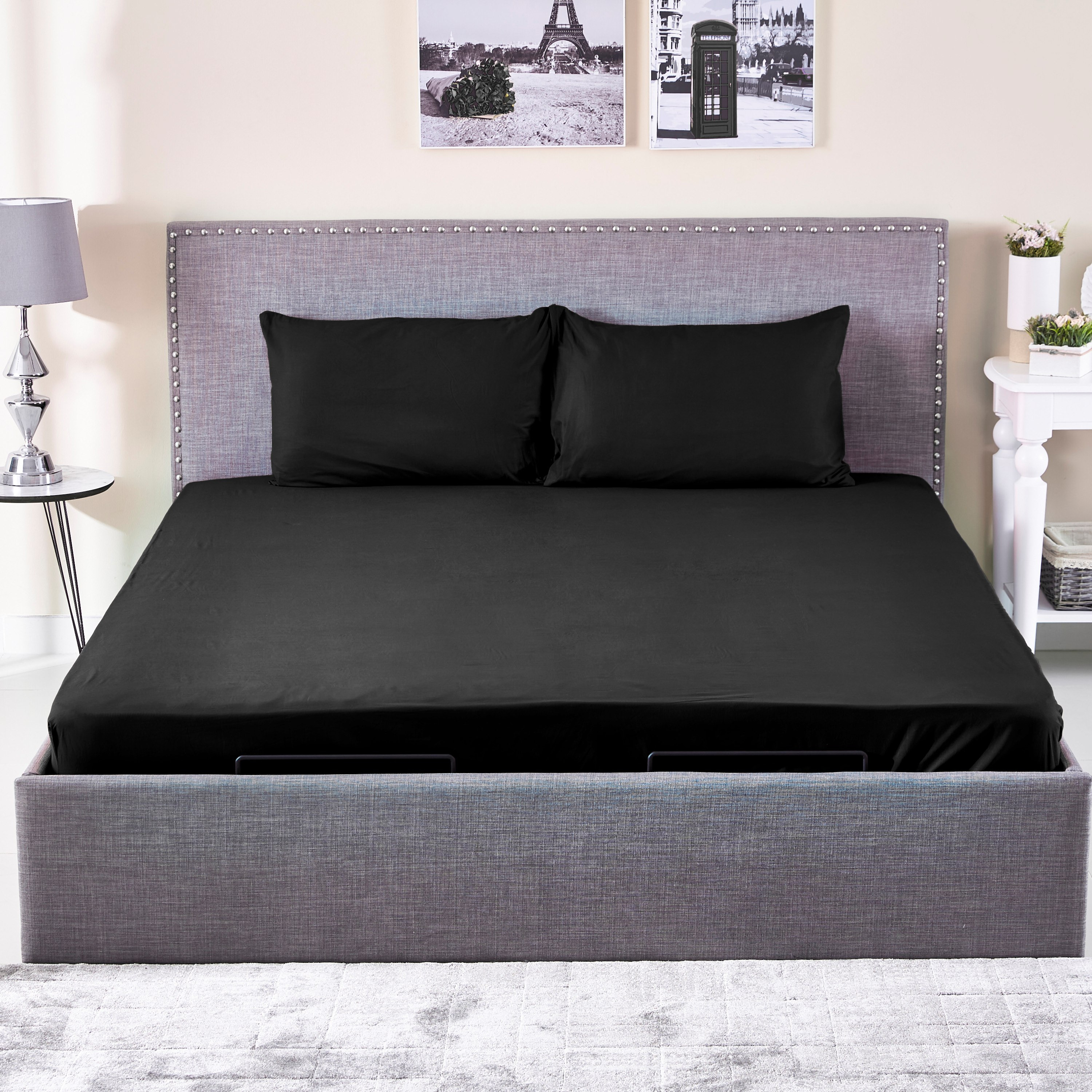 شرشف مطاطي سوبر كينج قطن سادة من ويلينجتون - 200x200 سم-hbxhomeware-bedding-fittedsheets-image-4