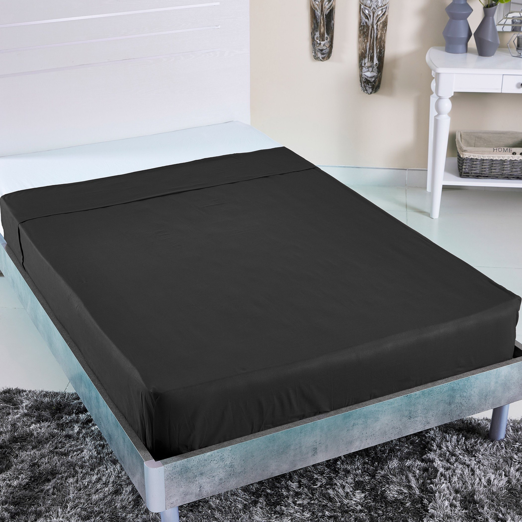 شرشف مسطّح مزدوج قطن سادة من ويلينجتون - 170x260 سم-hbxhomeware-hbxbedroom-image-1