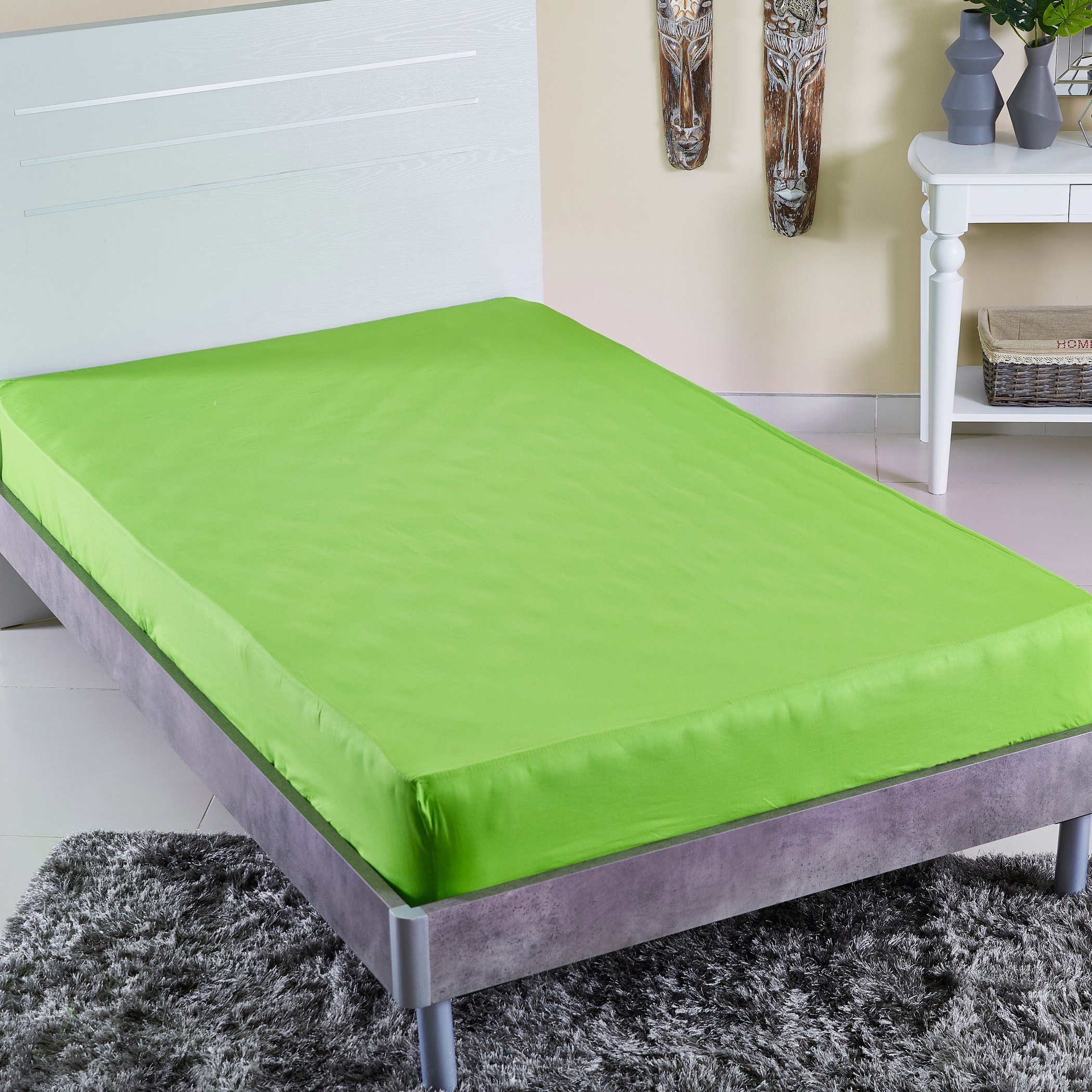 شرشف مطاطي قطني مزدوج سادة من ويلينجتون - 120x200 سم-hbxhomeware-hbxbedroom-image-1