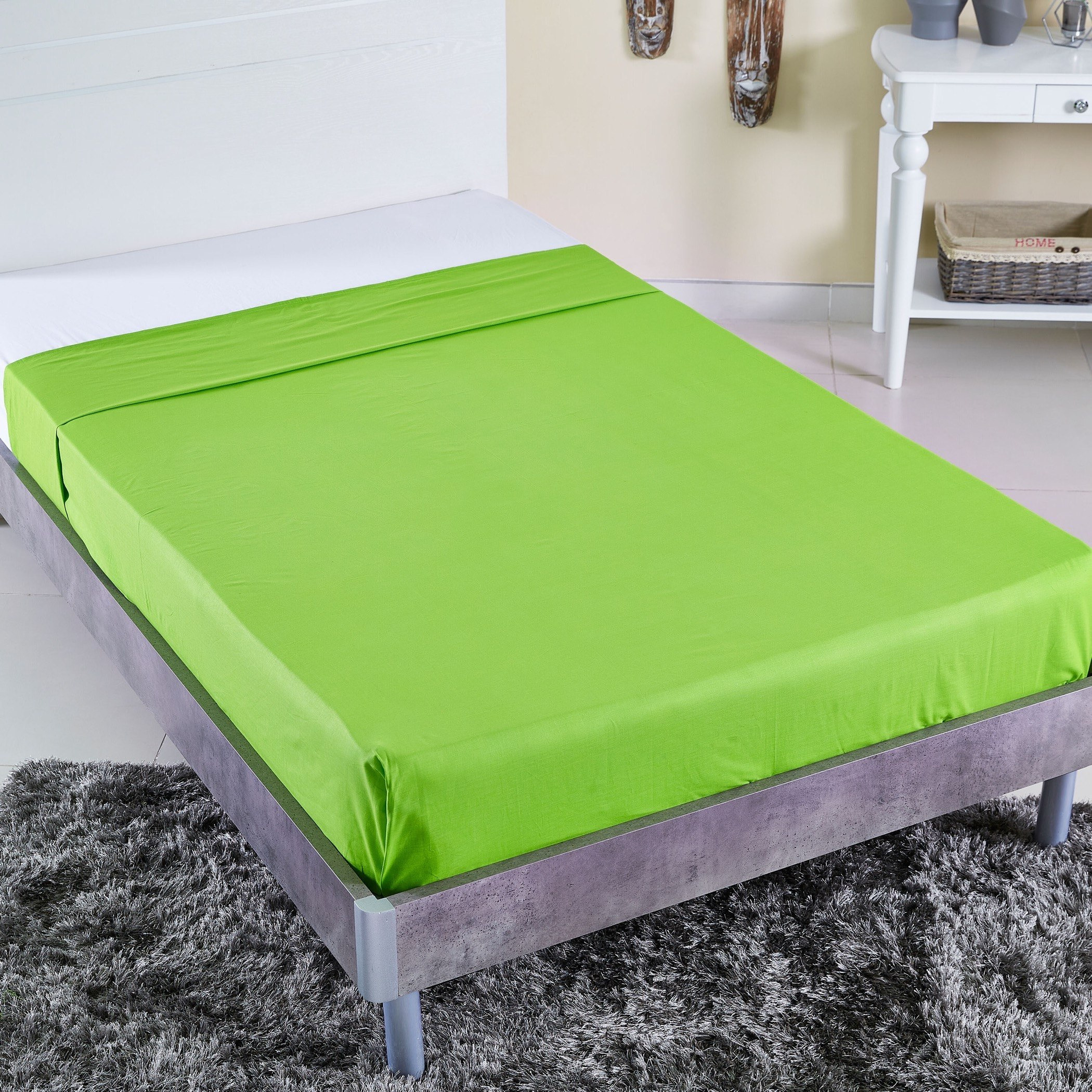 شرشف مسطّح قطني مزدوج سادة من ويلينجتون- 170x260 سم-hbxhomeware-bedding-flatsheets-image-1