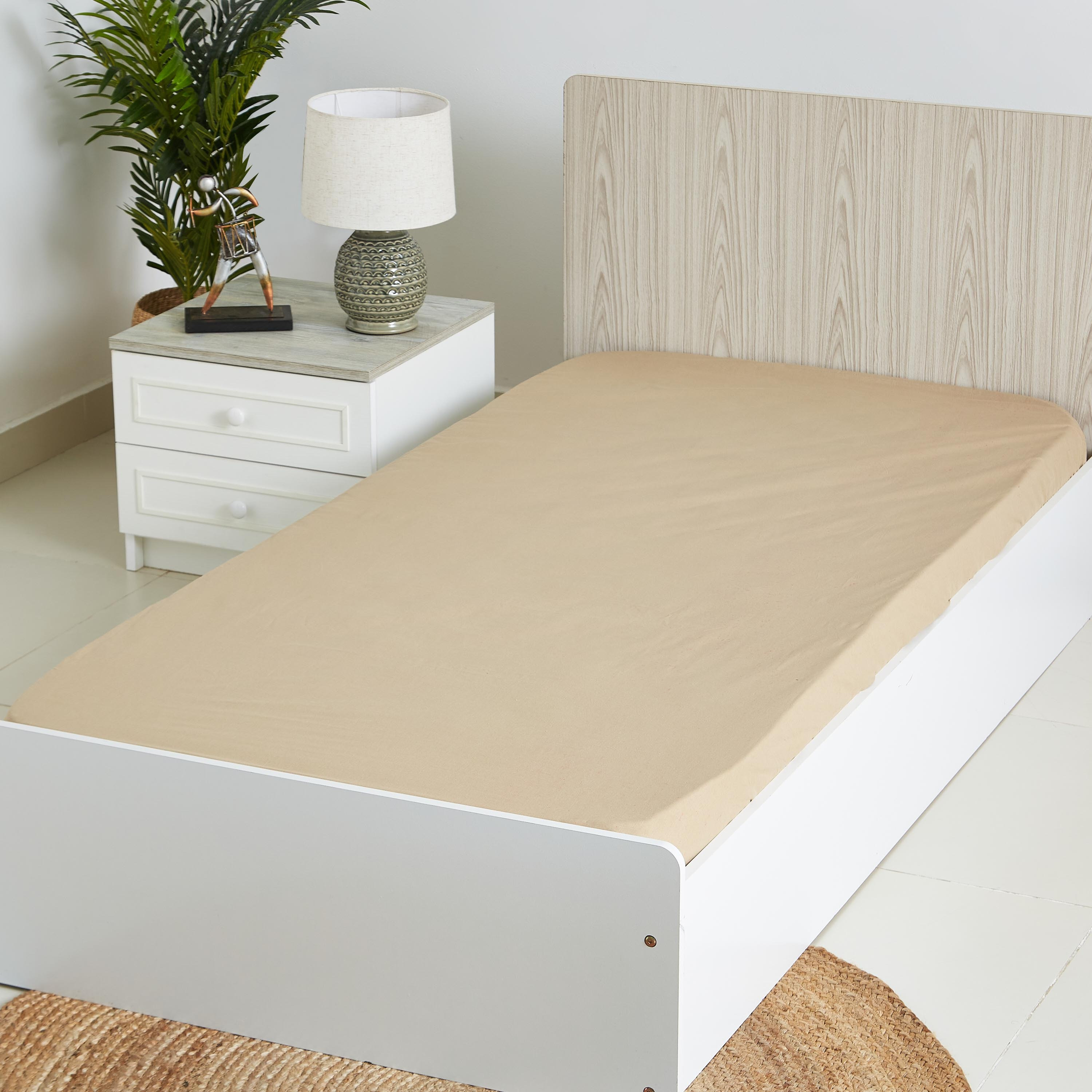 شرشف مطاطي فردي قطني سادة من ويلينجتون - 90x200 سم-hbxhomeware-hbxbedroom-image-1