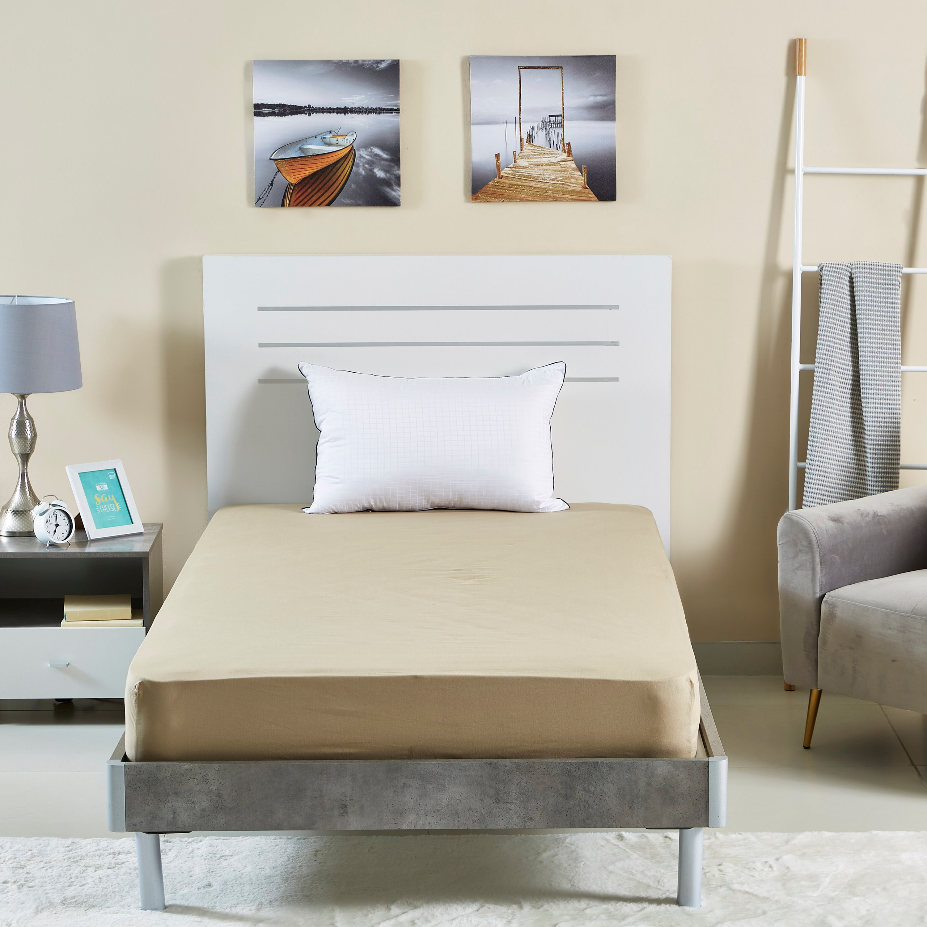 شرشف مطاطي مزدوج قطني سادة من ويلينجتون - 120x200 سم-hbxhomeware-hbxbedroom-image-5