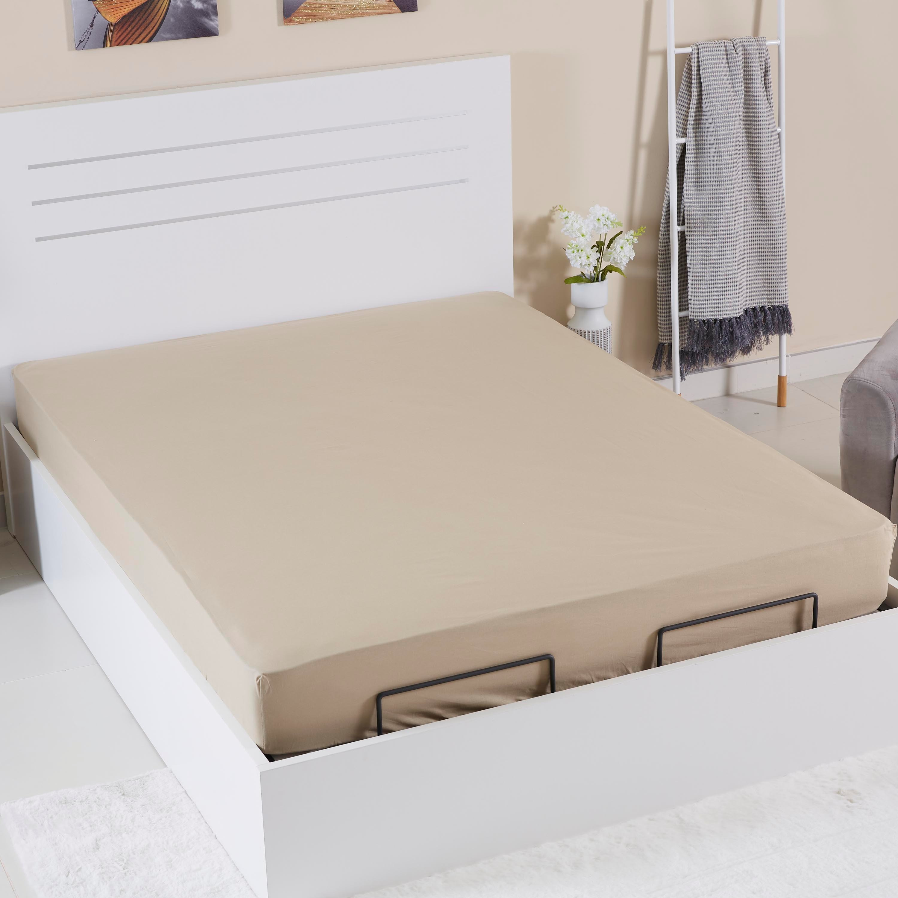 شرشف مطّاطي سادة قطني مقاس كوين من ويلينجتون - 150X200 سم-hbxhomeware-hbxbedroom-image-1