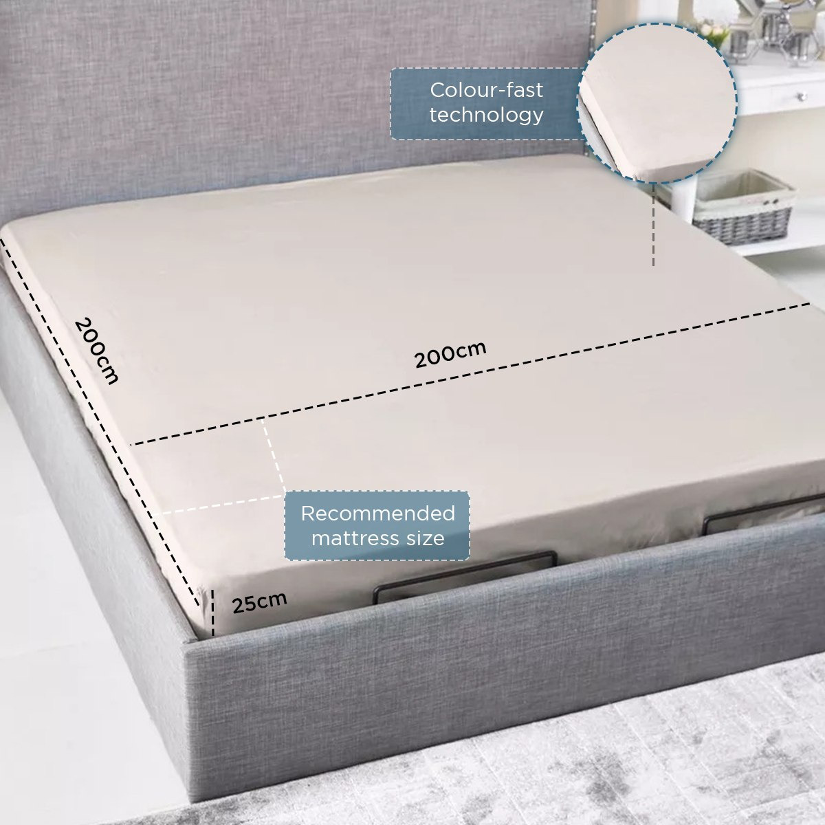 شرشف مطاطي سوبر كينج قطن سادة من ويلينجتون - 200x200  سم-hbxhomeware-hbxbedroom-image-7