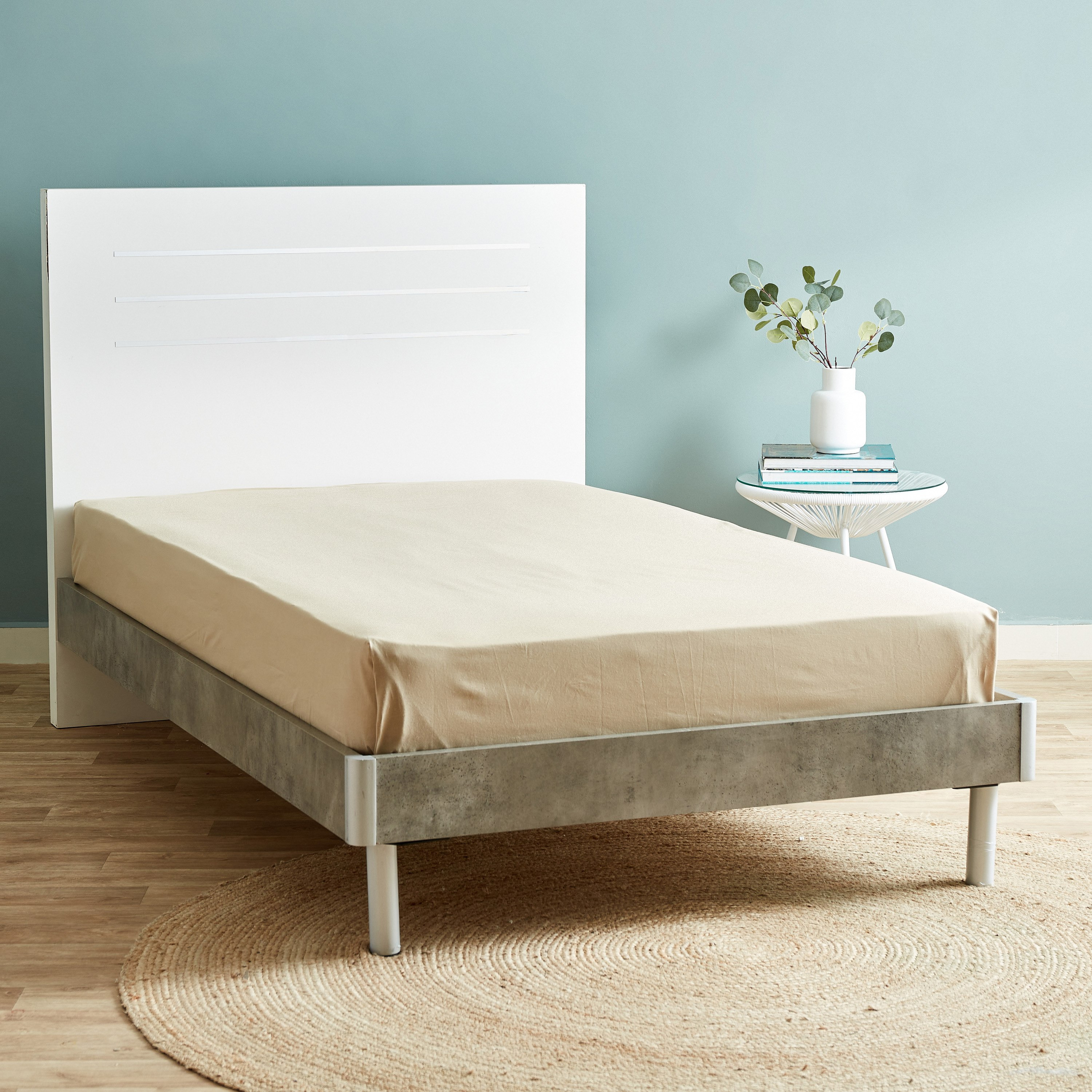 شرشف مسطح قطني مزدوج سادة من ويلينجتون- 170x260 سم-hbxhomeware-bedding-flatsheets-image-1