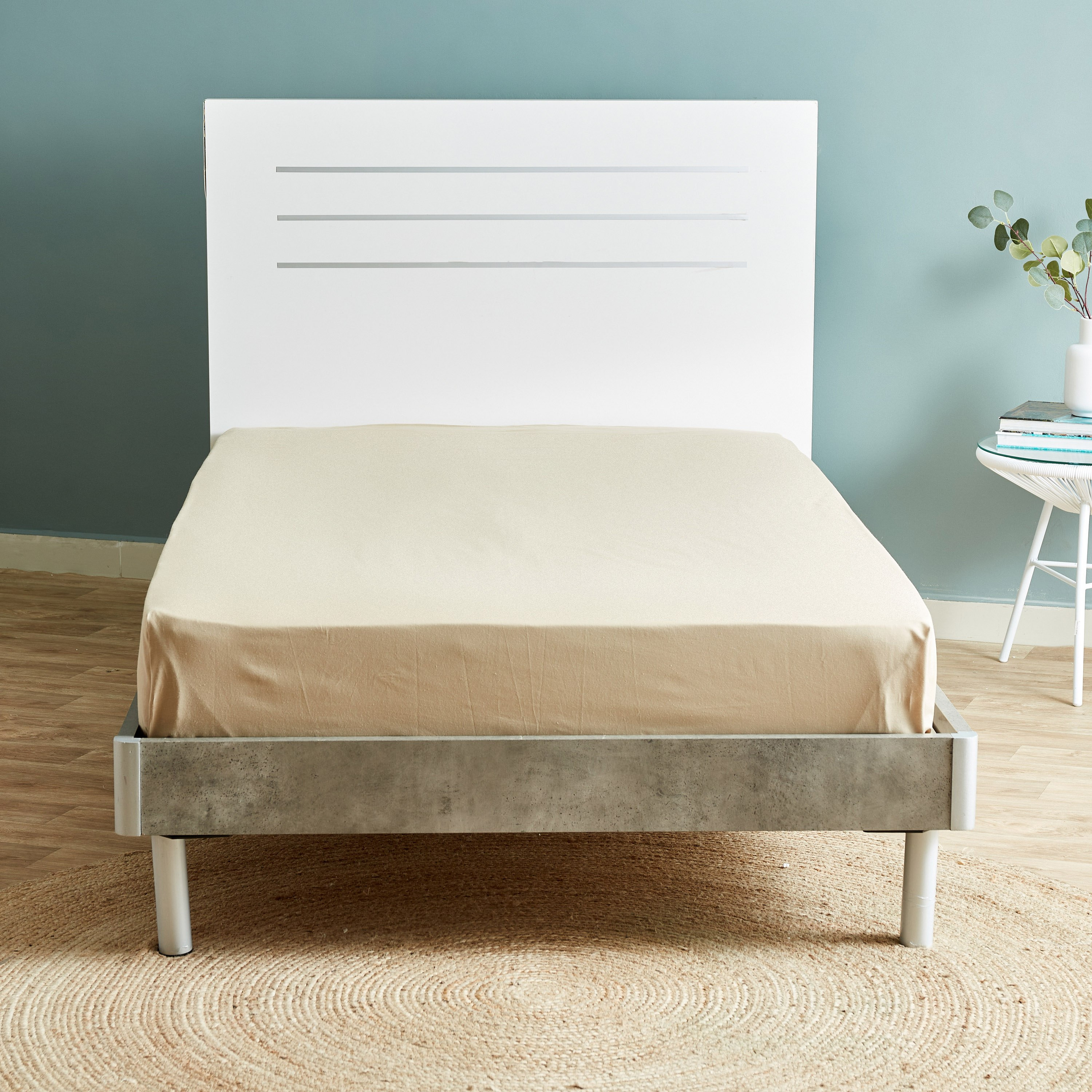 شرشف مسطح قطني مزدوج سادة من ويلينجتون- 170x260 سم-hbxhomeware-bedding-flatsheets-image-2