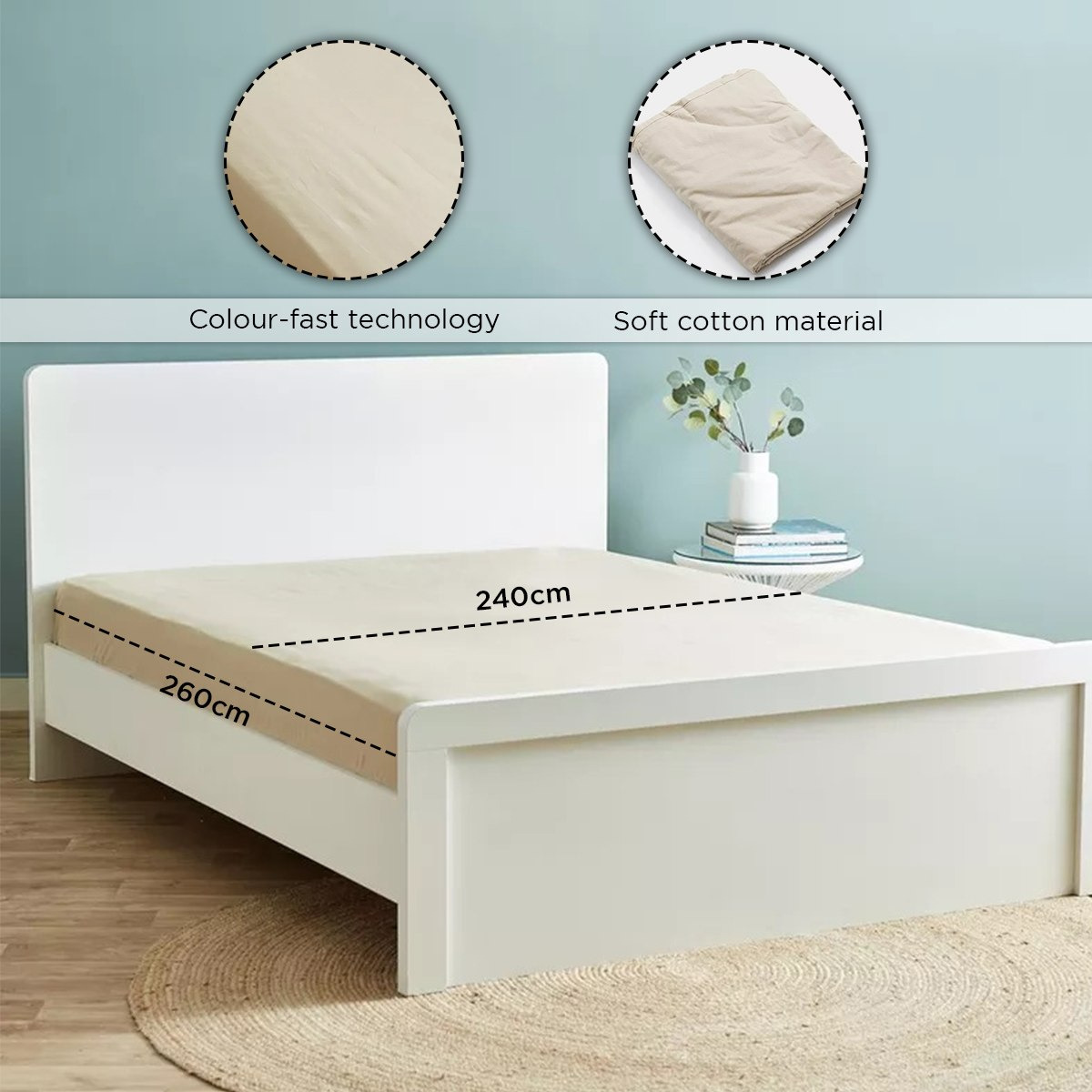 شرشف مسطح قطني كينج سادة من ويلينجتون - 260x240 سم-hbxhomeware-hbxbedroom-image-9