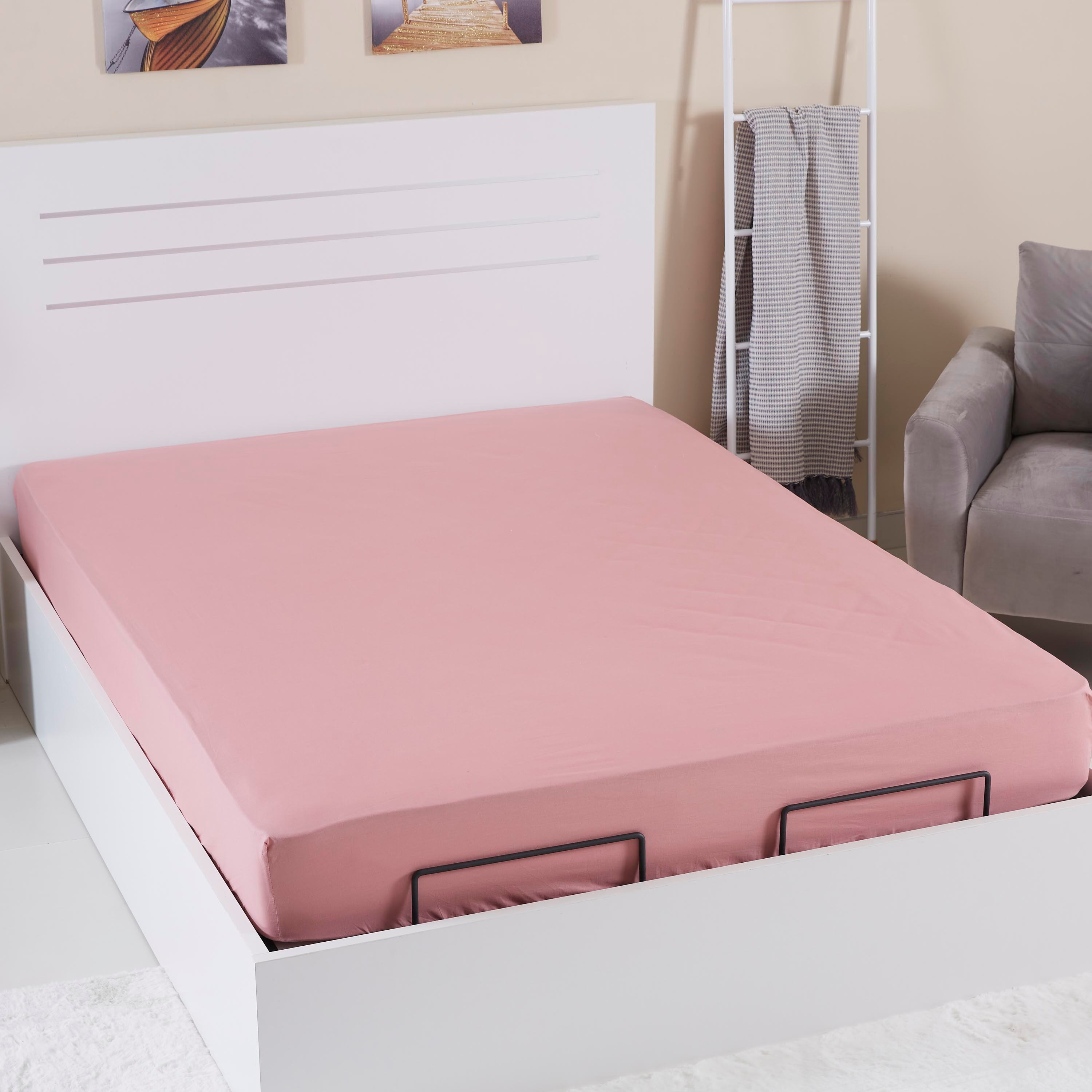 شرشف مطّاطي كوين قطني سادة من ويلينجتون - 150X200 سم-hbxhomeware-bedding-fittedsheets-image-1