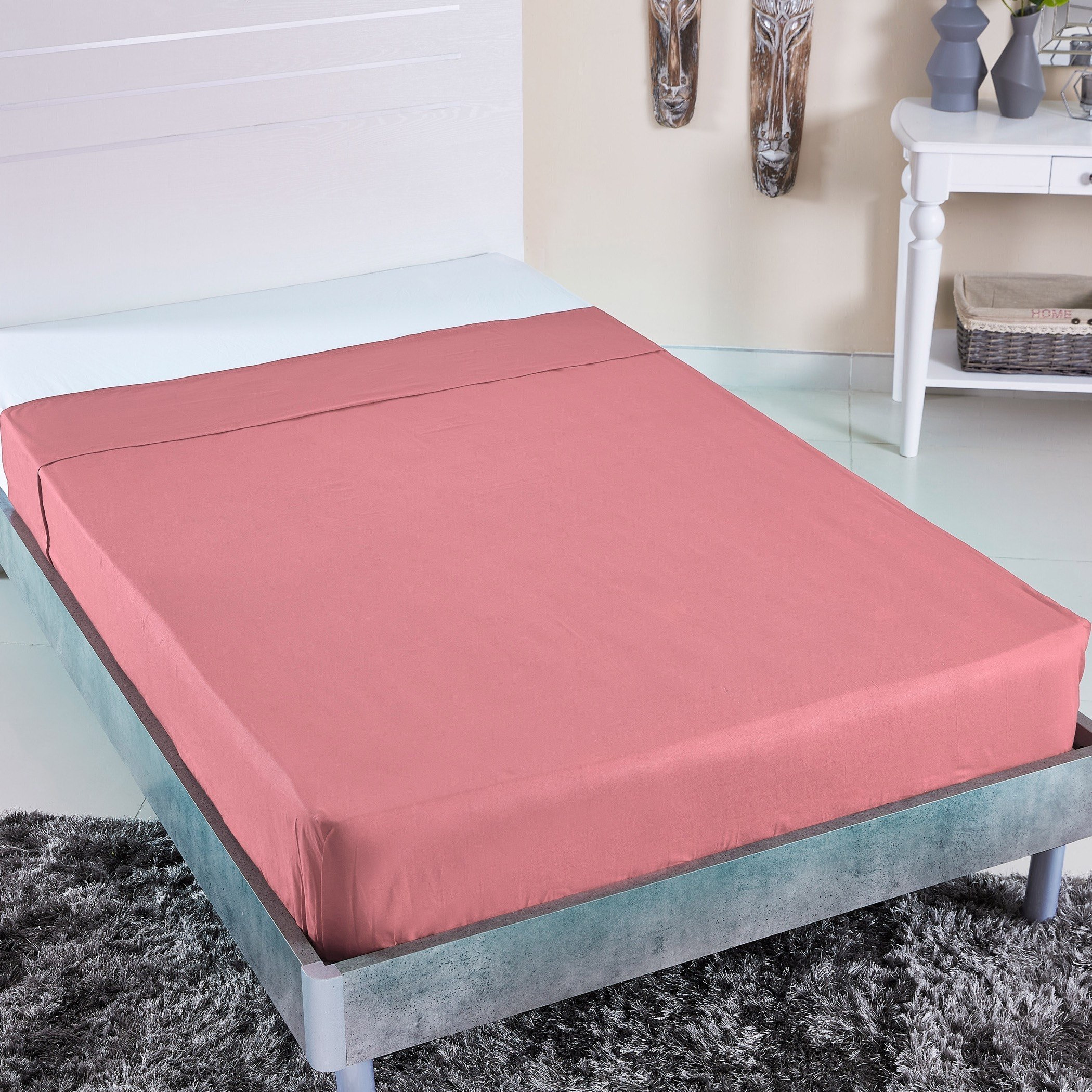 شرشف قطني مسطّح مزدوج سادة من ويلينجتون- 170x260 سم- 170x260 × 260 سم-hbxhomeware-hbxbedroom-image-1