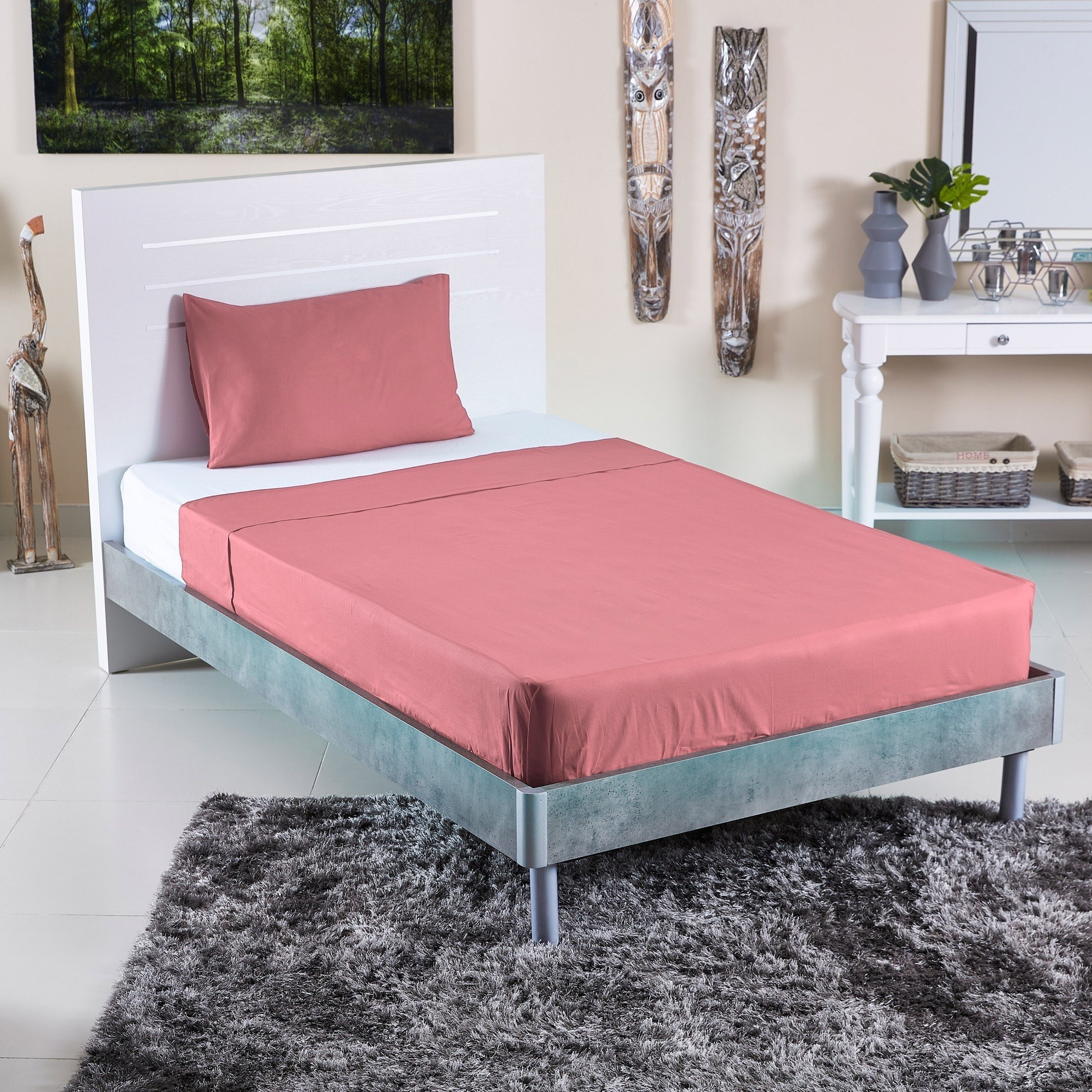شرشف قطني مسطّح مزدوج سادة من ويلينجتون- 170x260 سم- 170x260 × 260 سم-hbxhomeware-hbxbedroom-image-4