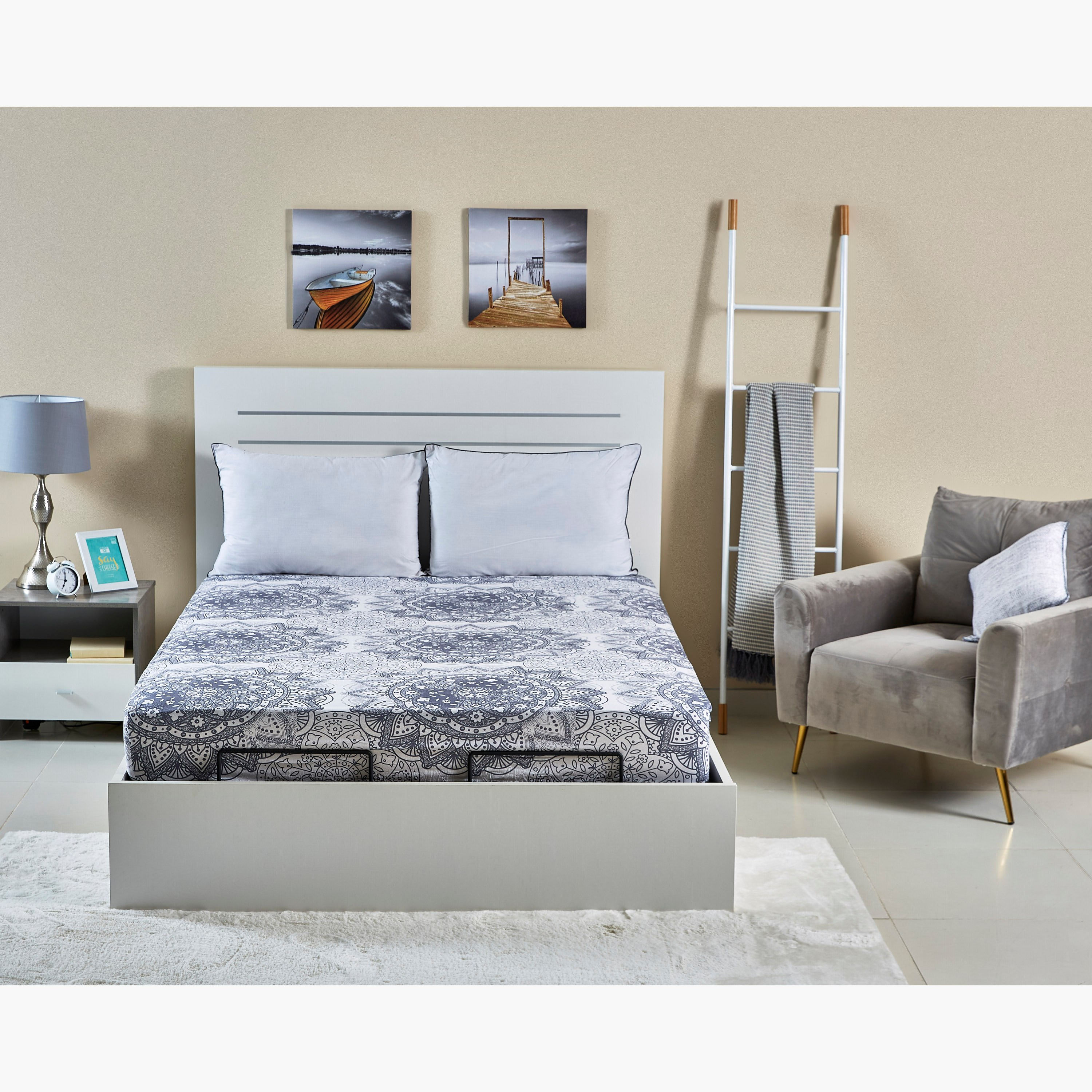 شرشف مطّاطي كوين قطني بطبعات منقوشة - 150X200 سم-hbxhomeware-hbxbedroom-image-6
