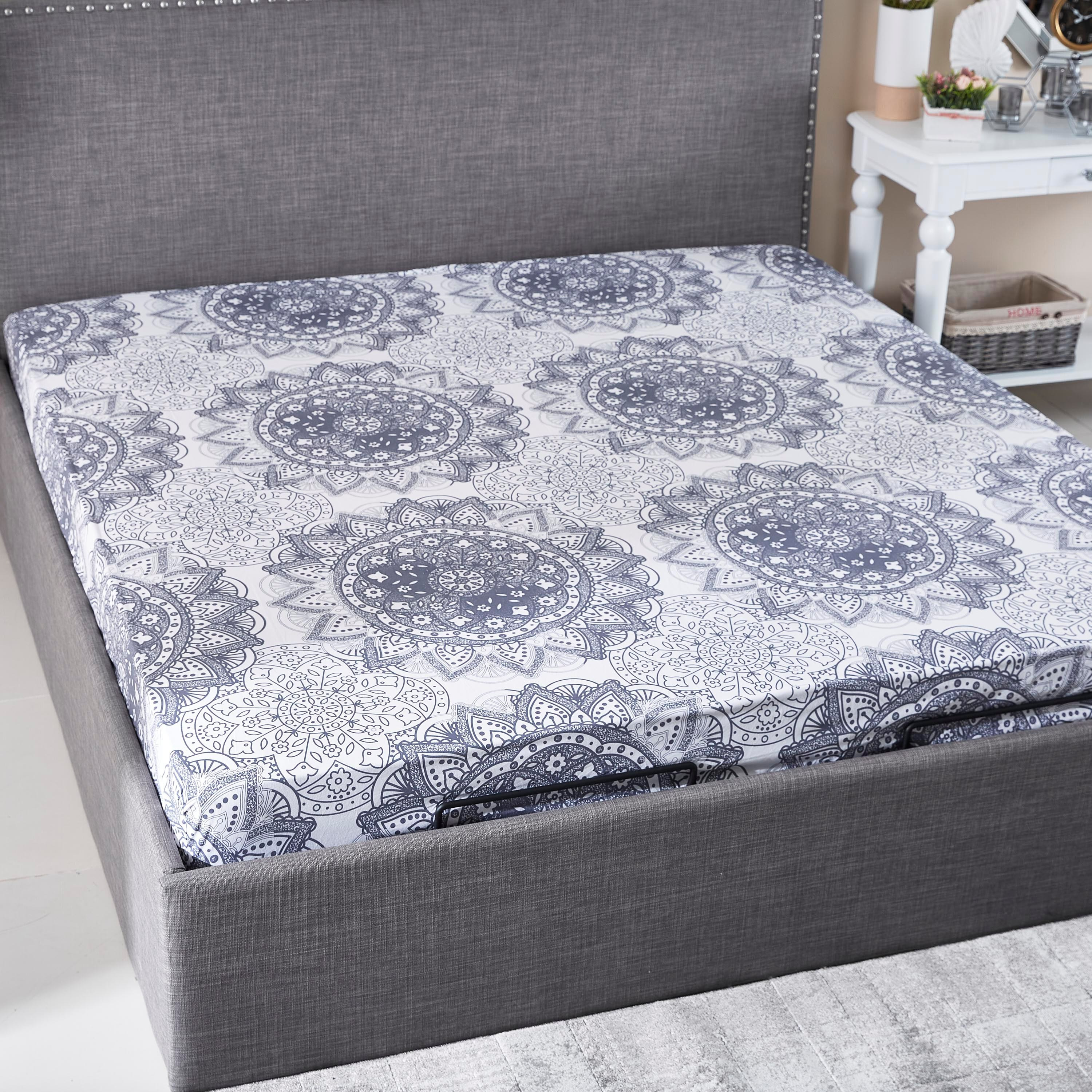Medallian Printed Super King Cotton Fitted Sheet - 200x200 cm-hbxhomeware-hbxbedroom-image-1