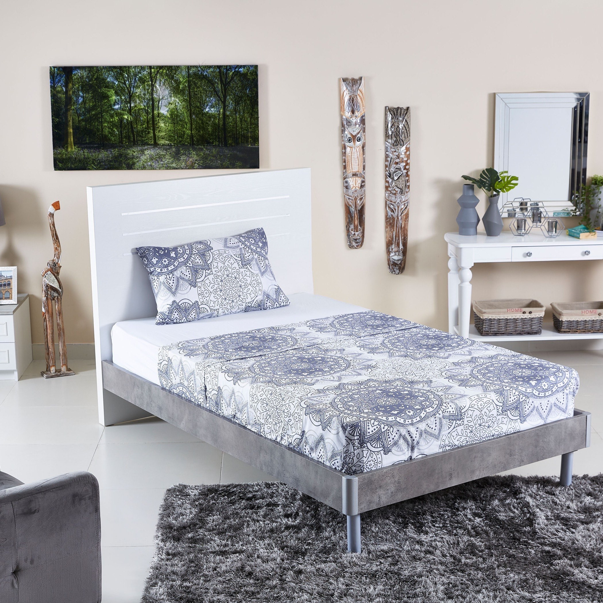 شرشف مسطّح توين قطني بطبعات ميداليان - 170x260 سم-hbxhomeware-hbxbedroom-image-4