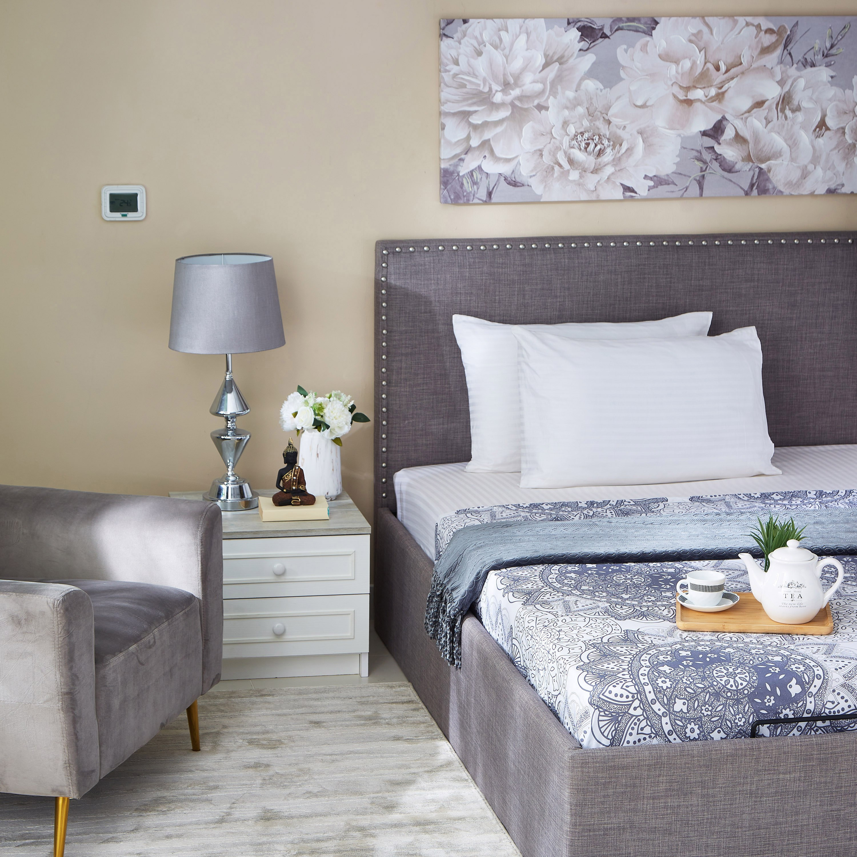 شرشف مسطّح قطني مقاس كينج بطبعات من ميداليون - 240x260 سم-hbxhomeware-hbxbedroom-image-3