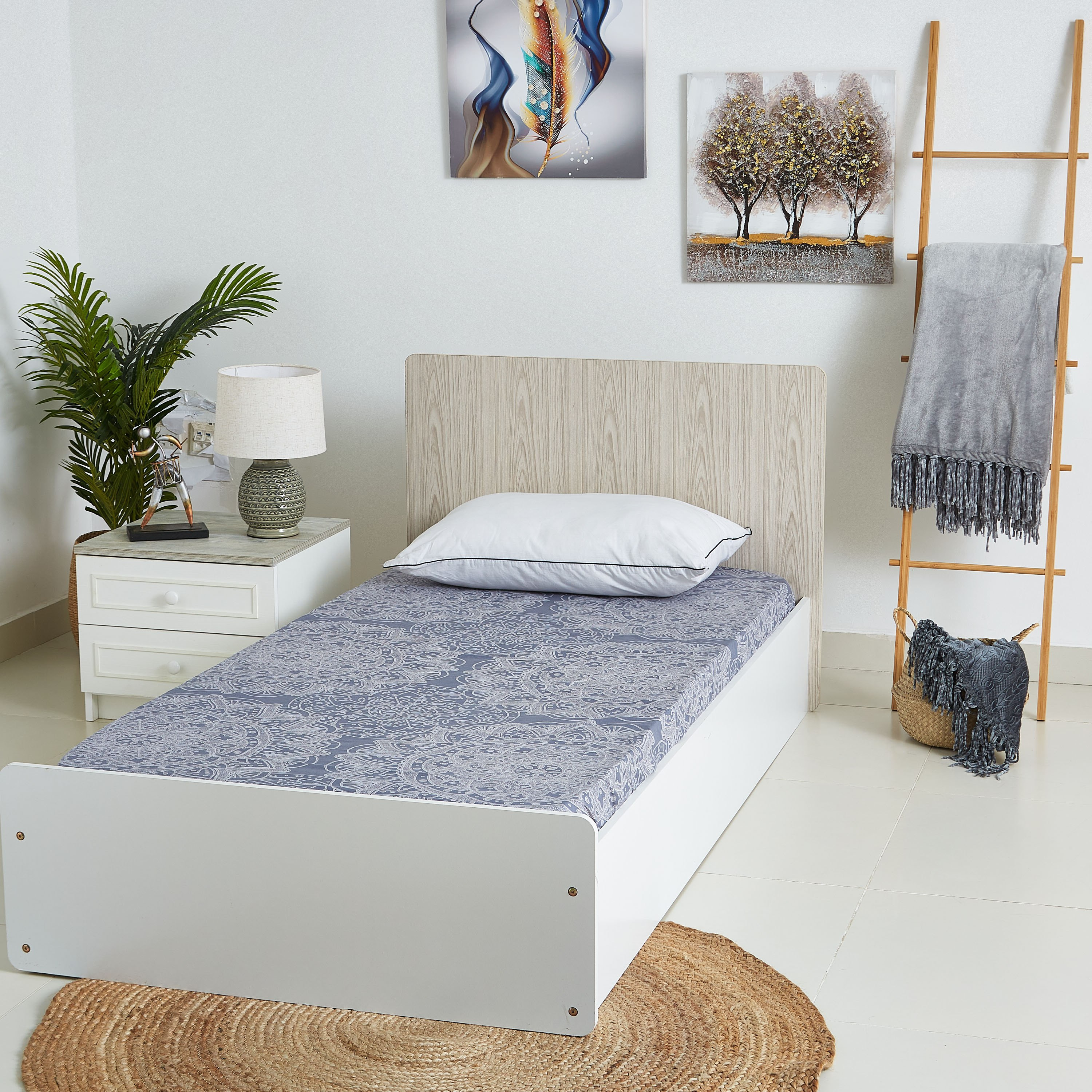 شرشف مطّاطي قطني فردي بطبعات منقوشة - 90x200 سم-hbxhomeware-hbxbedroom-image-5