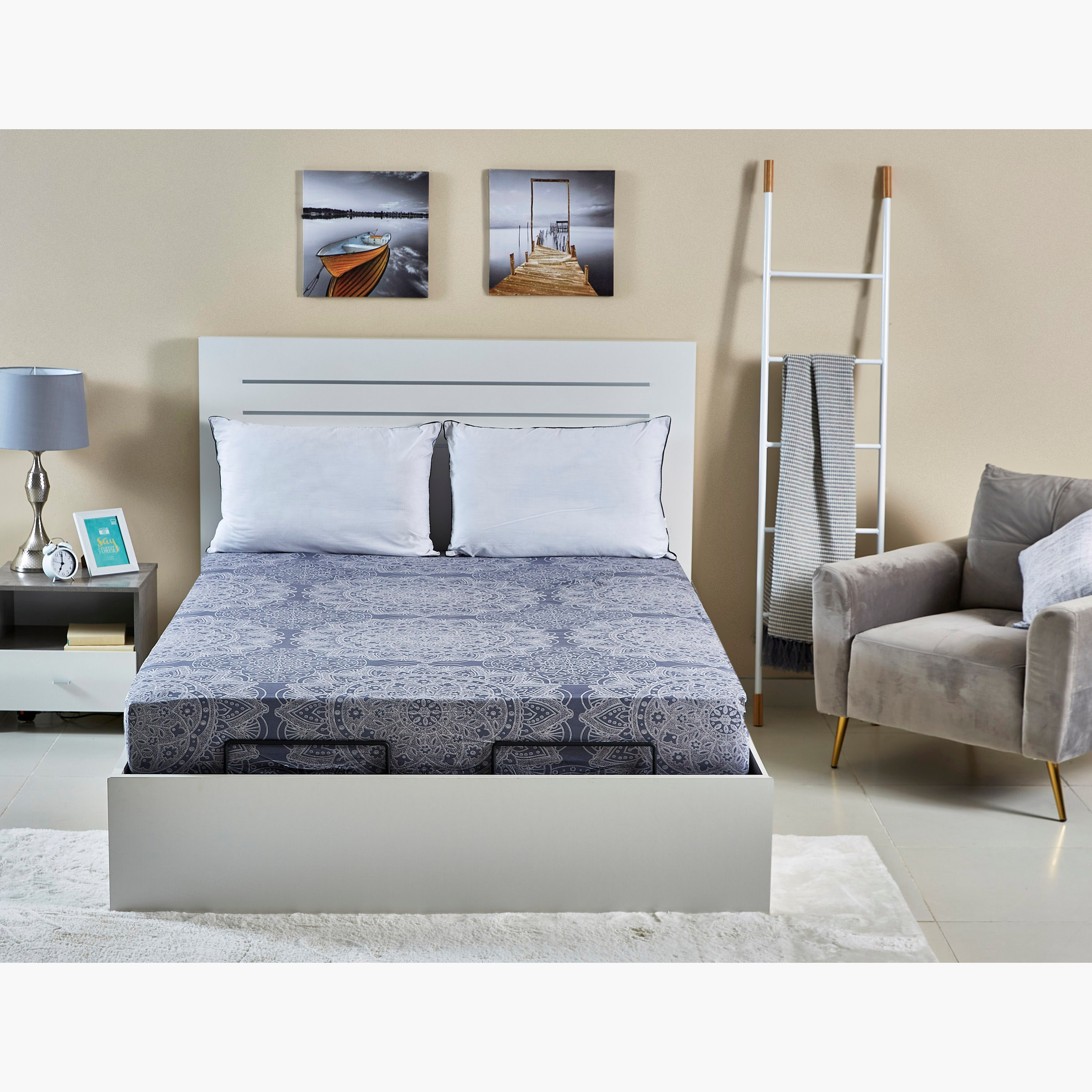 شرشف مطّاطي كوين قطني بطبعات منقوشة - 150X200 سم-hbxhomeware-hbxbedroom-image-6