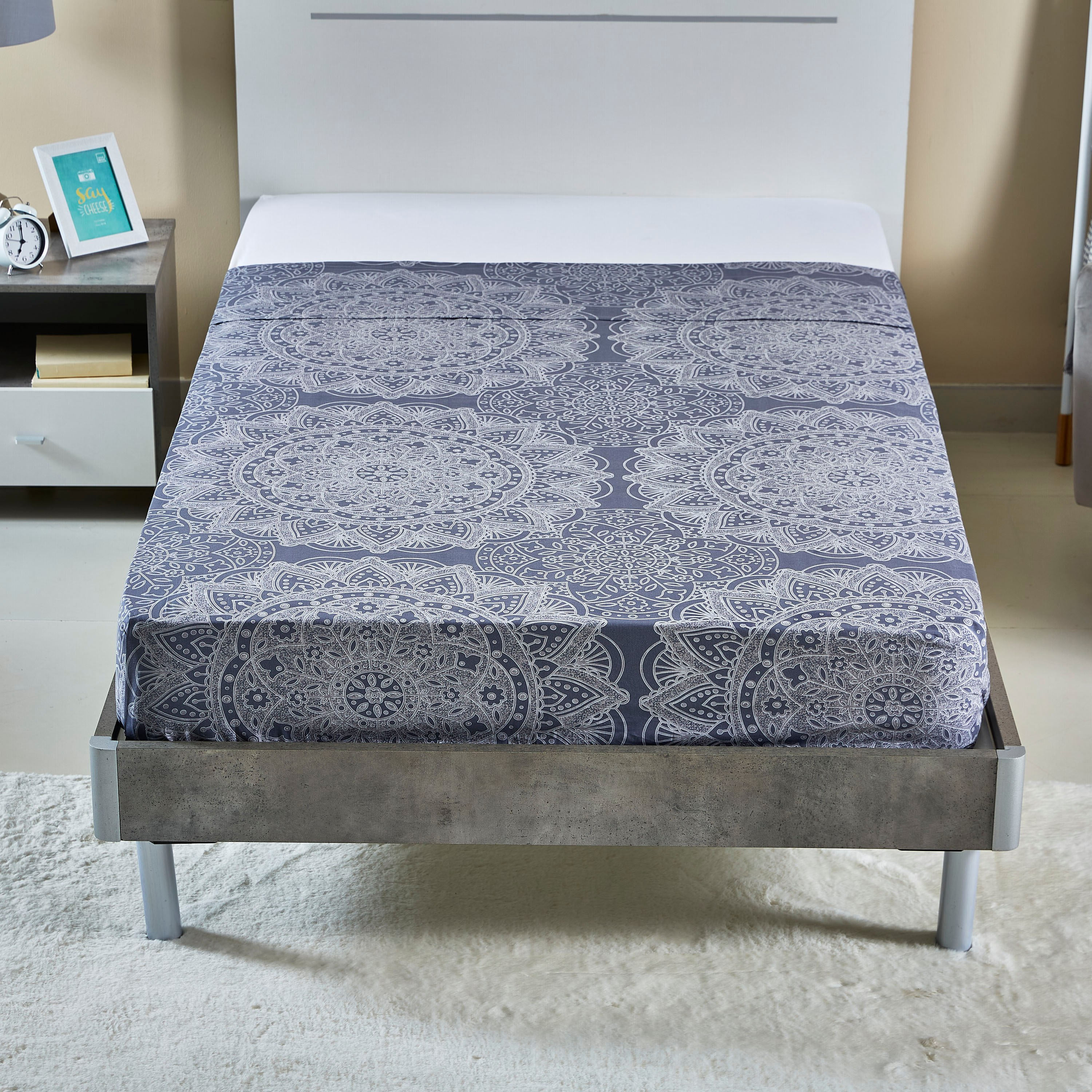 شرشف مسطّح مزدوج قطني بطبعات منقوشة - 170x260 سم-hbxhomeware-hbxbedroom-image-2