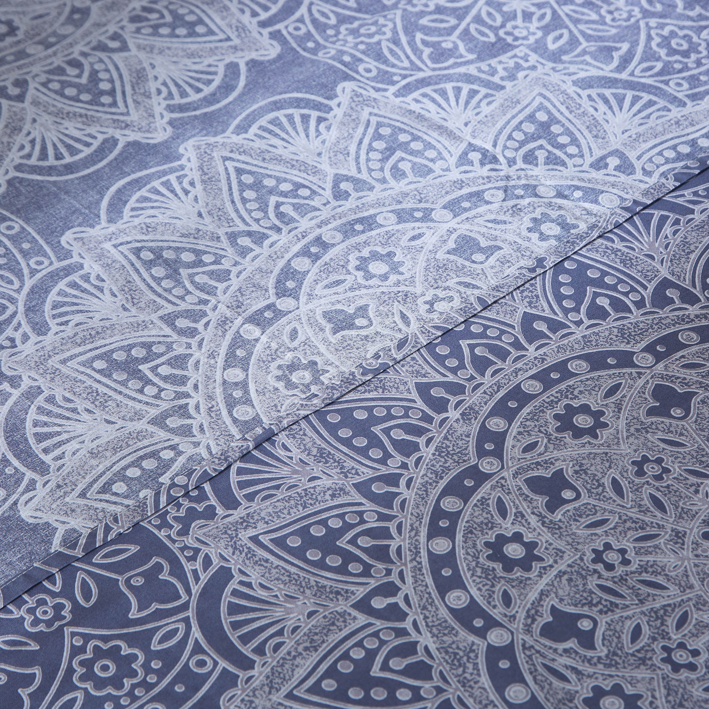 شرشف مسطّح قطني مقاس كينج بطبعات من ميداليون - 240x260 سم-hbxhomeware-hbxbedroom-image-2