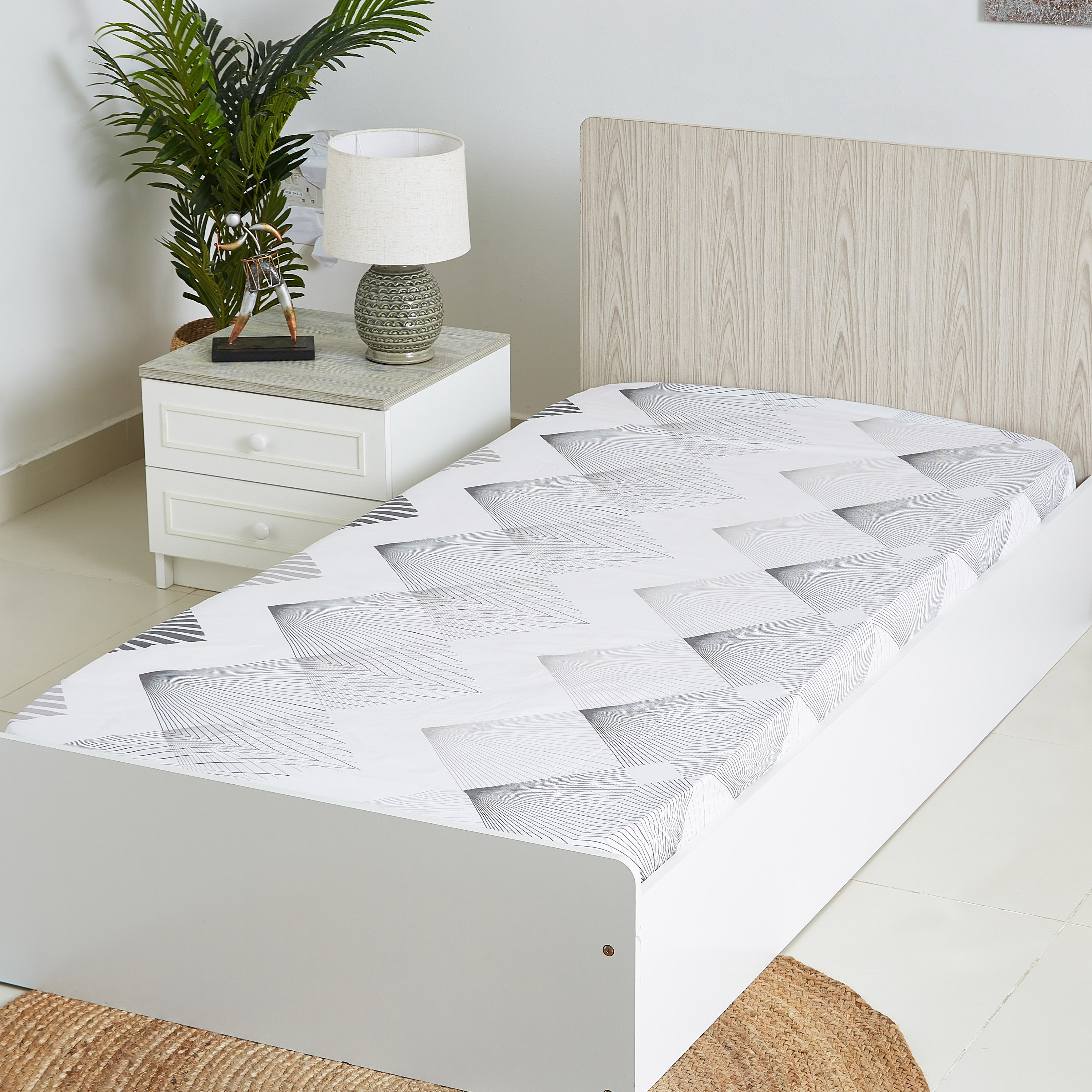 شرشف مطّاطي قطني فردي بطبعات من صن رايز - 90x200 سم-hbxhomeware-hbxbedroom-image-1