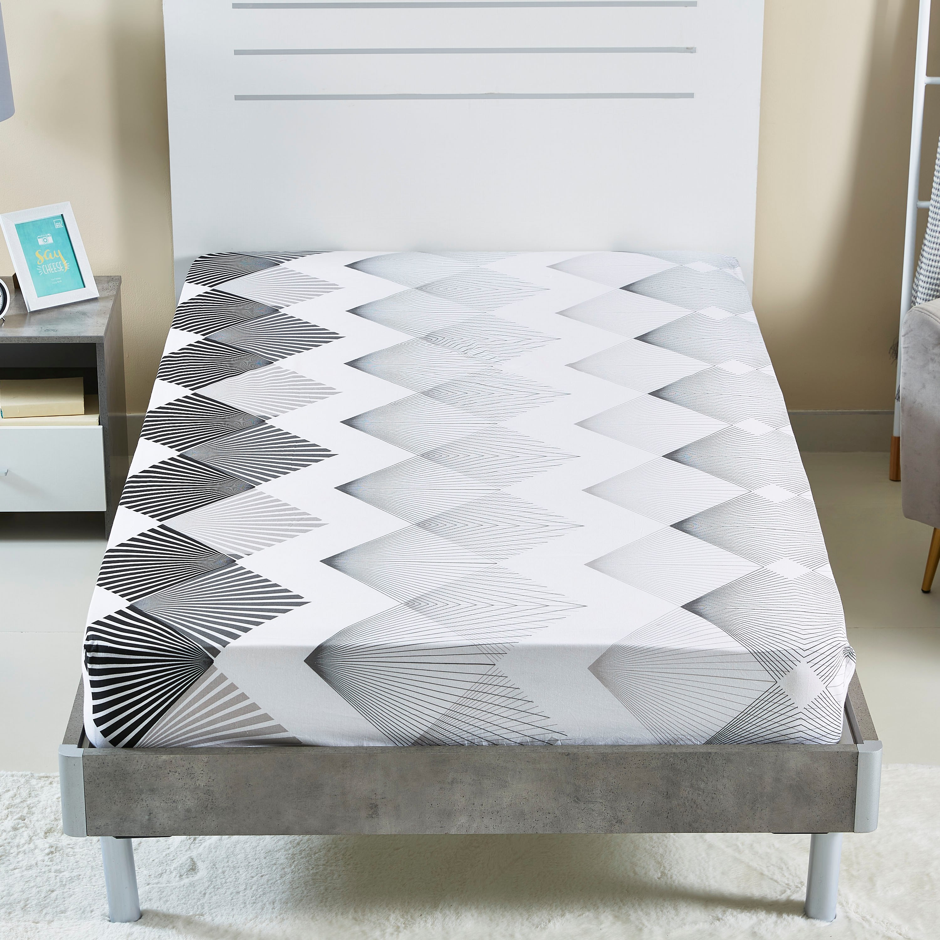 شرشف مطّاطي قطني مقاس مزدوج بطبعات من صن رايز - 120x200 سم-hbxhomeware-hbxbedroom-image-2