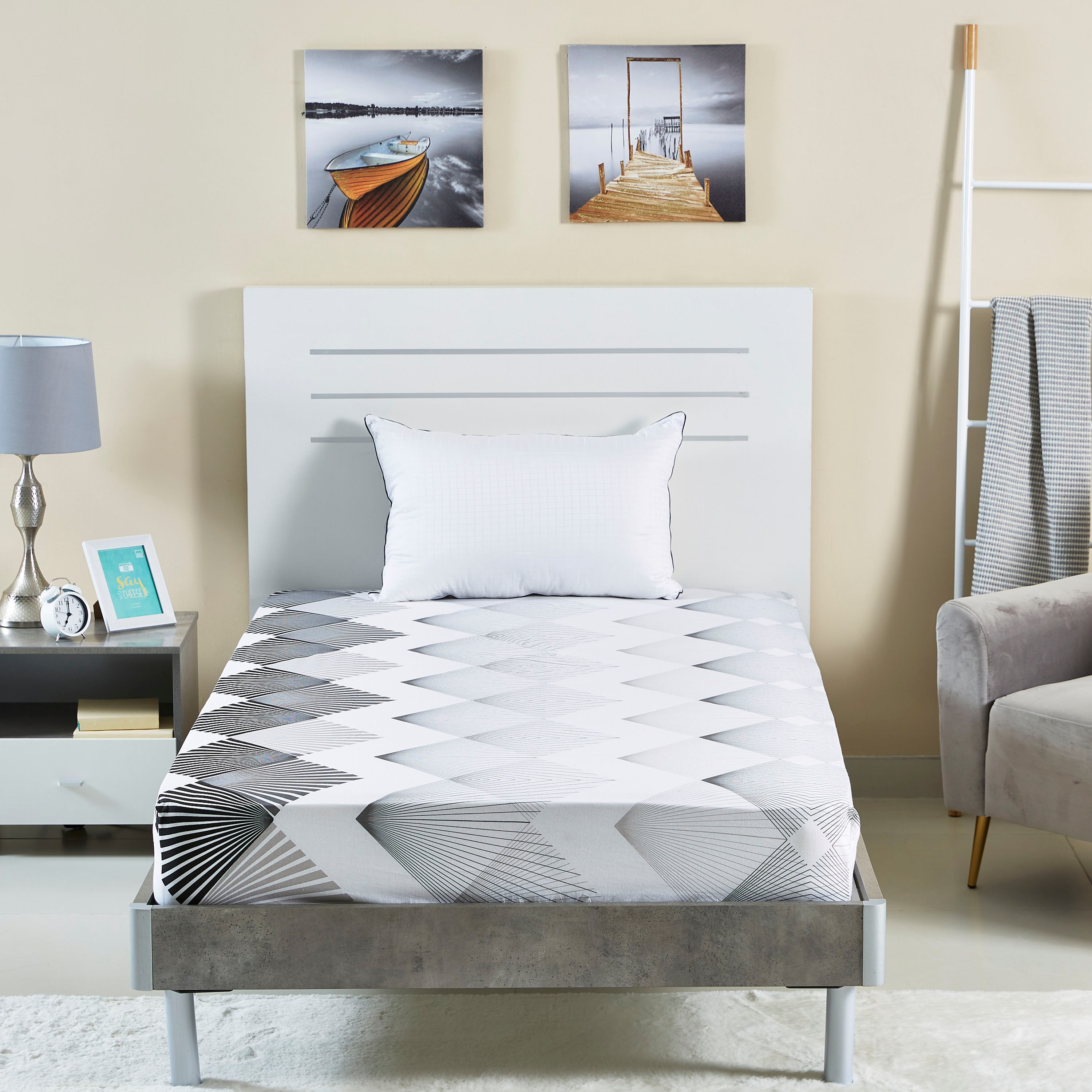 شرشف مطّاطي قطني مقاس مزدوج بطبعات من صن رايز - 120x200 سم-hbxhomeware-hbxbedroom-image-6