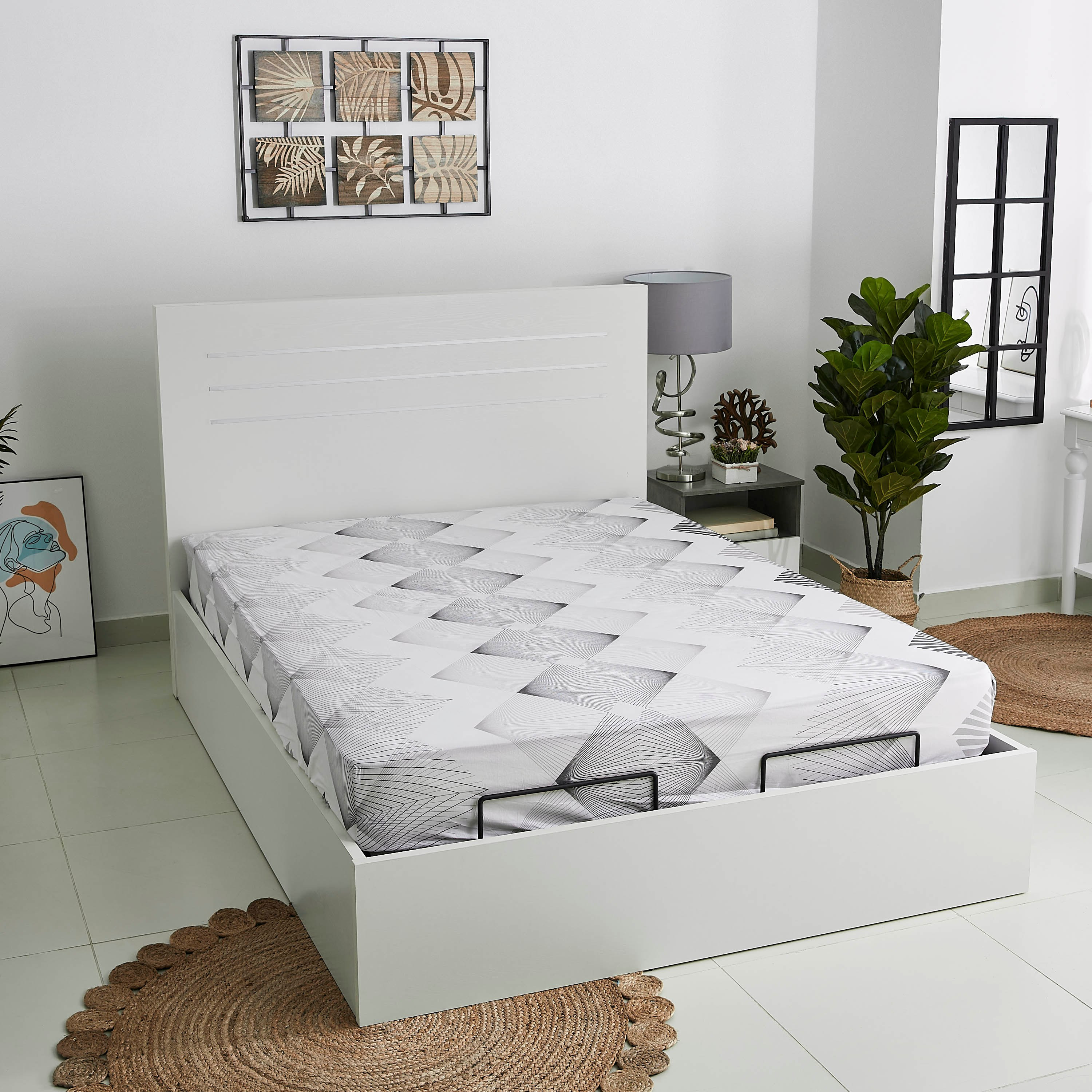 شرشف مطّاطي قطني مقاس كوين بطبعات من سانرايز - 150x200 سم-hbxhomeware-hbxbedroom-image-1