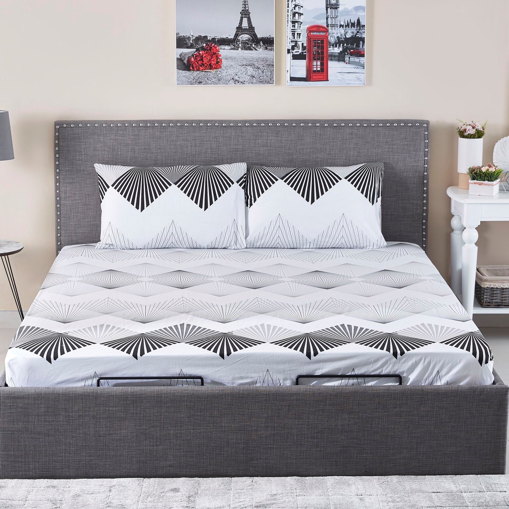 شرشف مطّاطي قطني مقاس كينج بطبعات من صن رايز - 180x200 سم-hbxhomeware-hbxbedroom-image-5