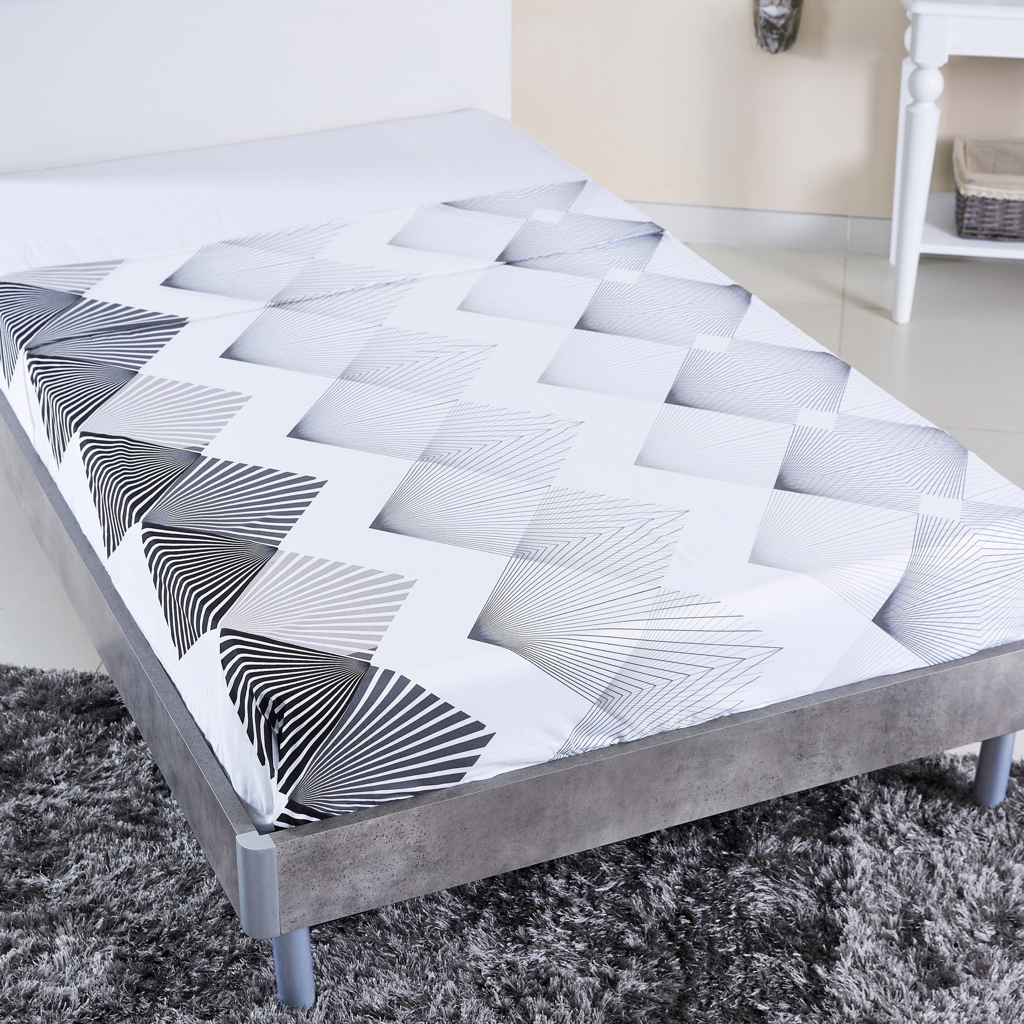 شرشف قطني مسطّح مزدوج بطبعات من صنرايز- 170x260 سم-hbxhomeware-hbxbedroom-image-1