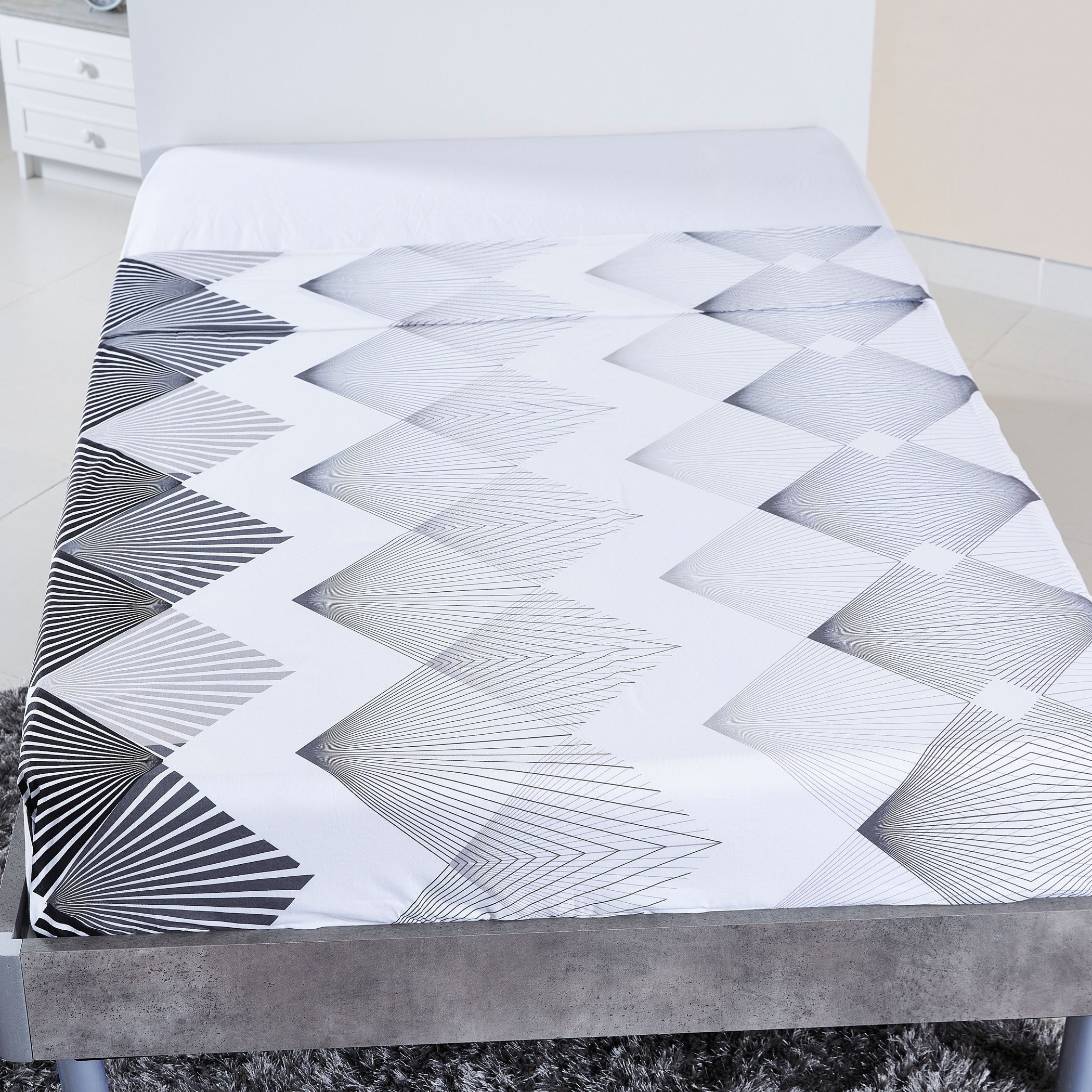 شرشف قطني مسطّح مزدوج بطبعات من صنرايز- 170x260 سم-hbxhomeware-hbxbedroom-image-2