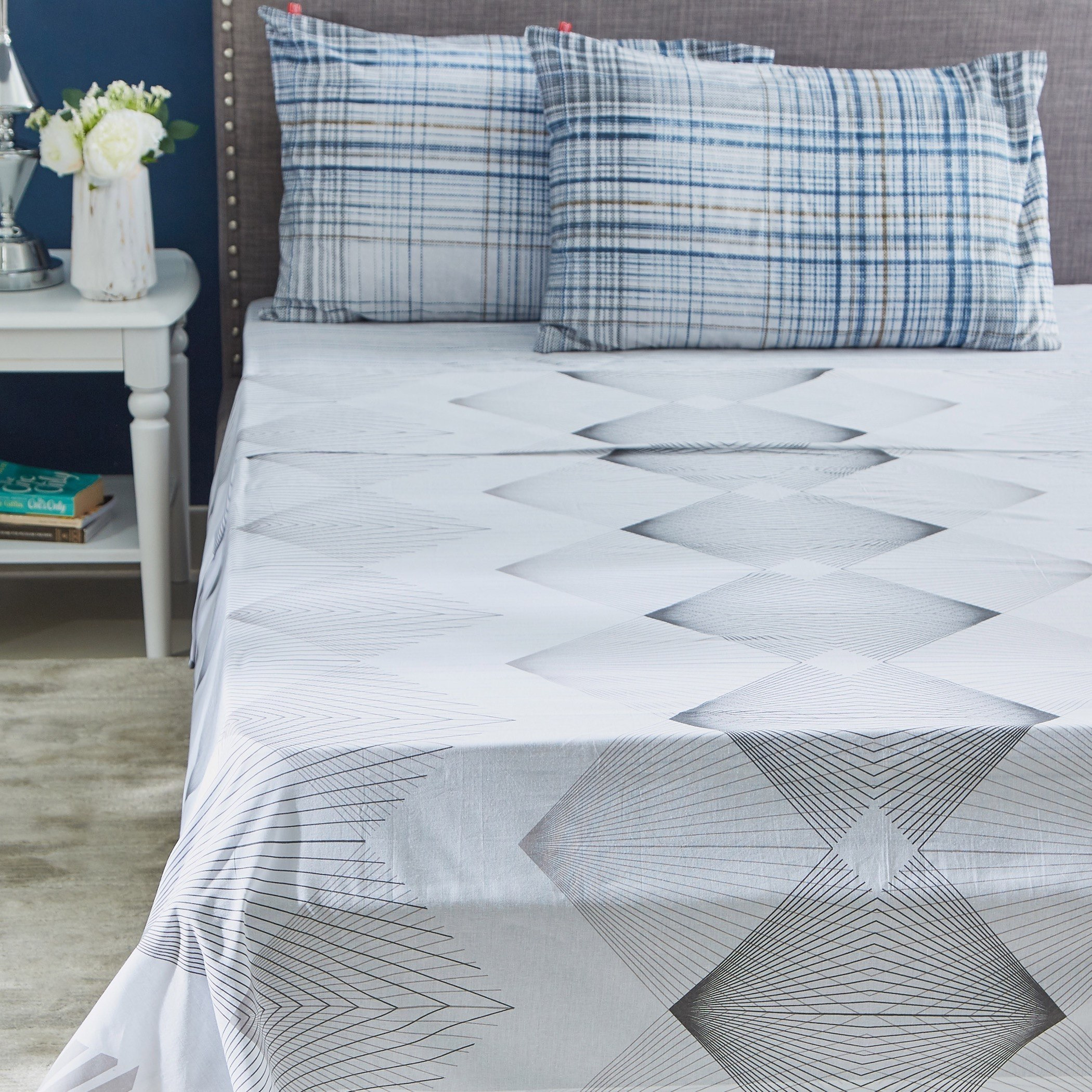 شرشف مسطّح كينج قطني بطبعات من صن رايز - 240x260 سم-hbxhomeware-hbxbedroom-image-1