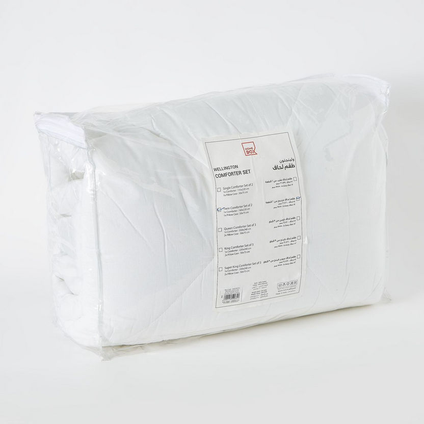 Wellington 2-Piece Solid Cotton Twin Comforter - 160x220 cm-Comforter Sets-image-5
