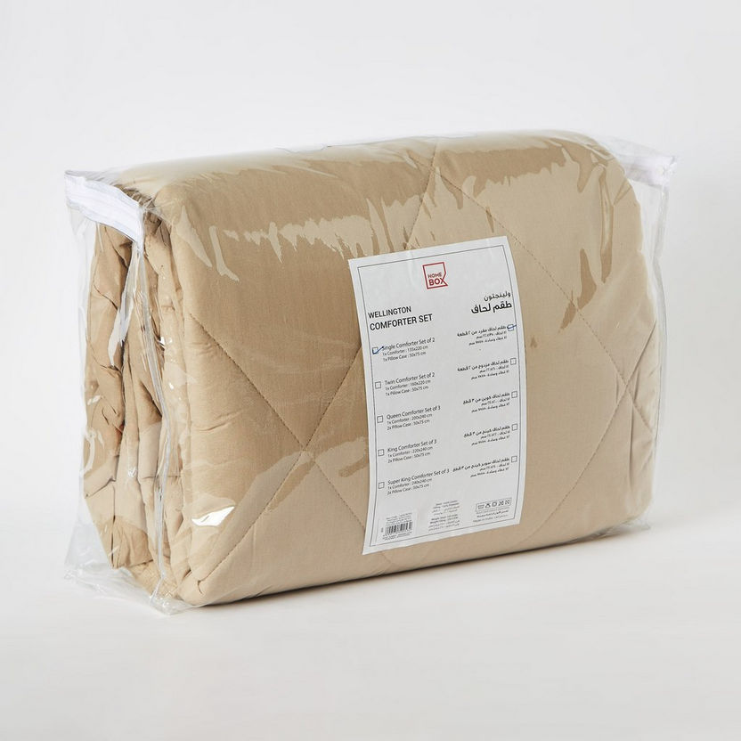 Wellington 2-Piece Solid Cotton Single Comforter Set - 135x220 cm-Comforter Sets-image-5