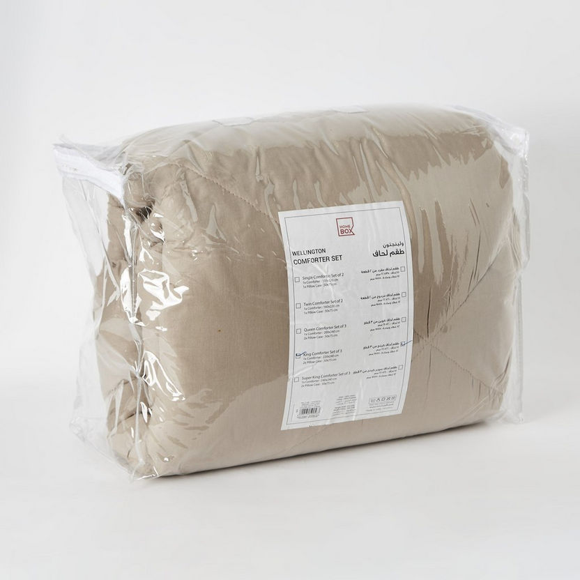 Wellington Solid Cotton 3-Piece King Comforter Set - 220x240 cm-Comforter Sets-image-7