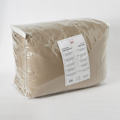 Wellington 3-Piece Solid Cotton Super King Comforter Set - 240x240 cms