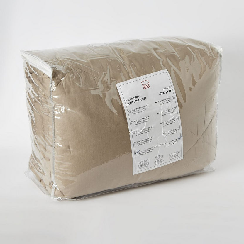 Wellington 3-Piece Solid Cotton Super King Comforter Set - 240x240 cm-Comforter Sets-image-7