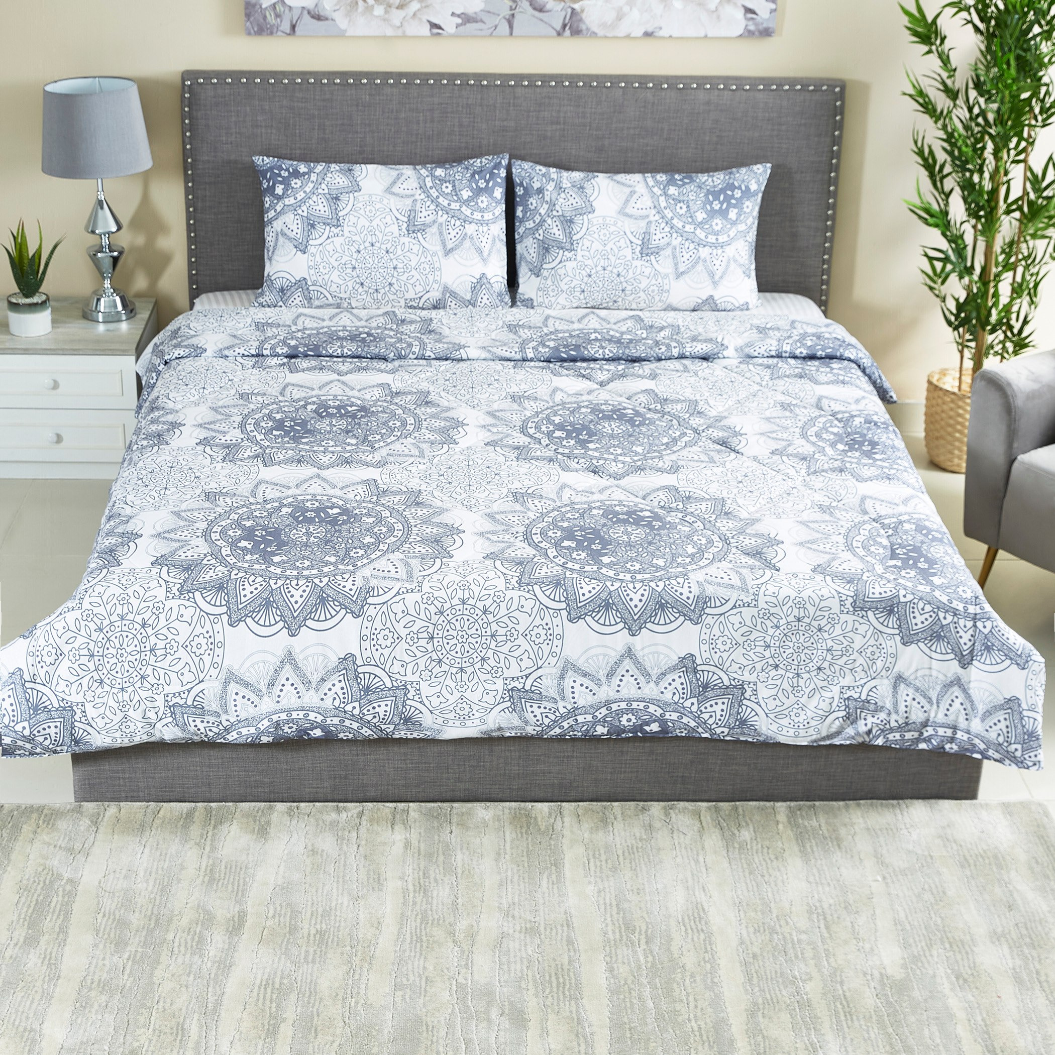 طقم لحاف سوبر كينج قطن 3 قطع بطبعات منقوشة - 240x240 سم-hbxhomeware-hbxdecorandfurnishings-image-1