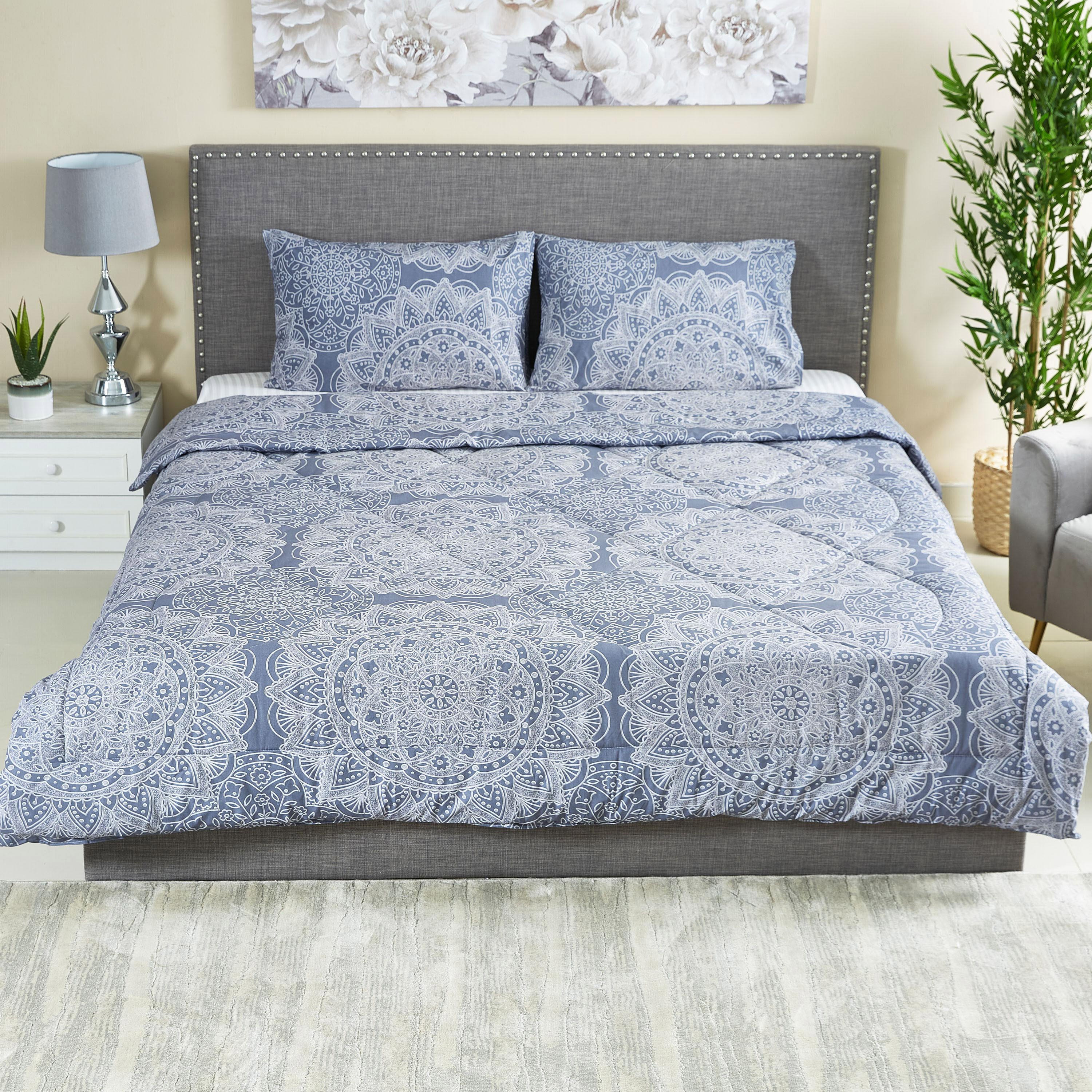 Medallion Print Cotton 3-Piece Super King Comforter Set - 240x240 cm-hbxhomeware-hbxdecorandfurnishings-image-1
