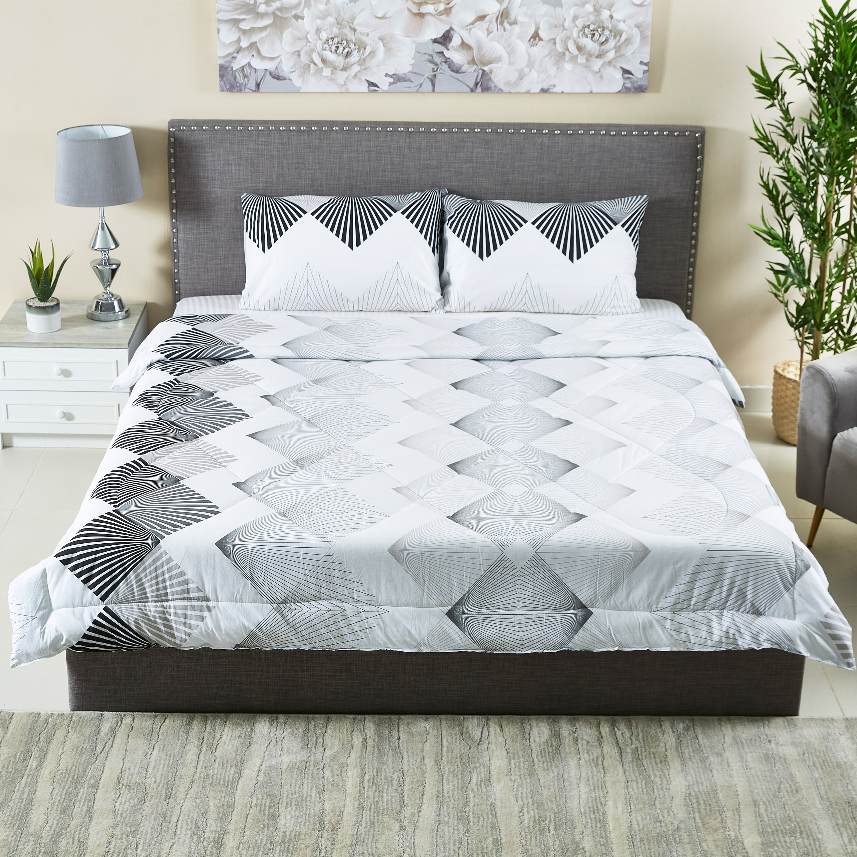 طقم لحاف كوين قطن بطبعات 3 قطع 200x240 سم - صان رايز-hbxhomeware-hbxdecorandfurnishings-image-1