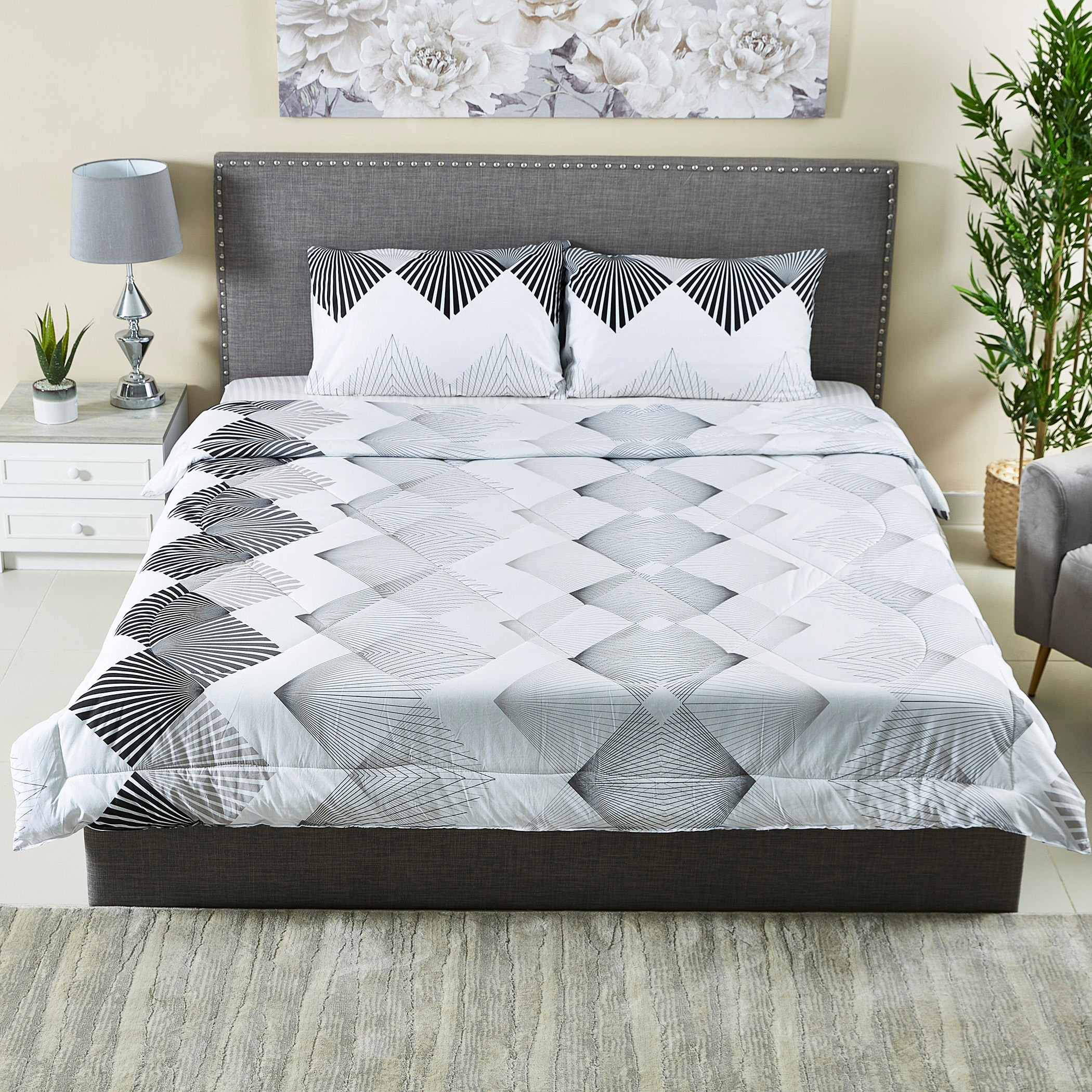 طقم لحاف كينج من القطن بطبعات 3 قطع من صانرايز - 220x240 سم-hbxhomeware-hbxdecorandfurnishings-image-1