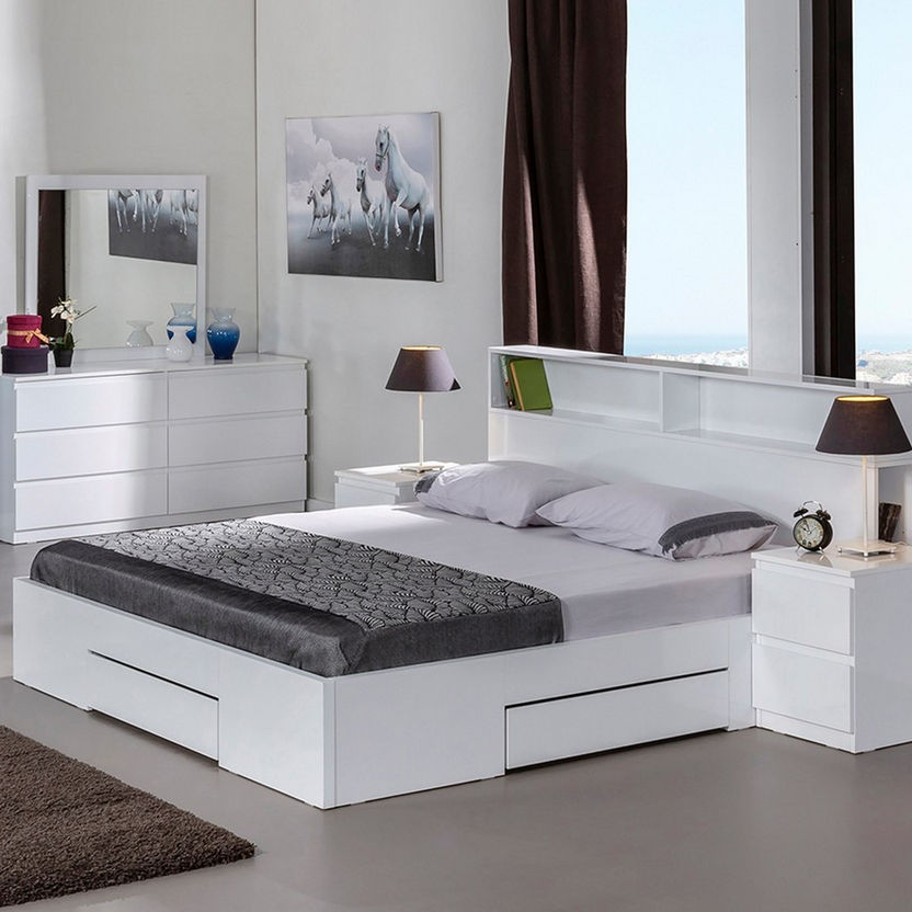 Halmstad/Oslo Queen Size Bed with 3 Drawers - 150x200 cm-Queen-image-0