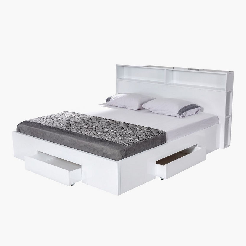 Halmstad/Oslo Queen Size Bed with 3 Drawers - 150x200 cm-Queen-image-3