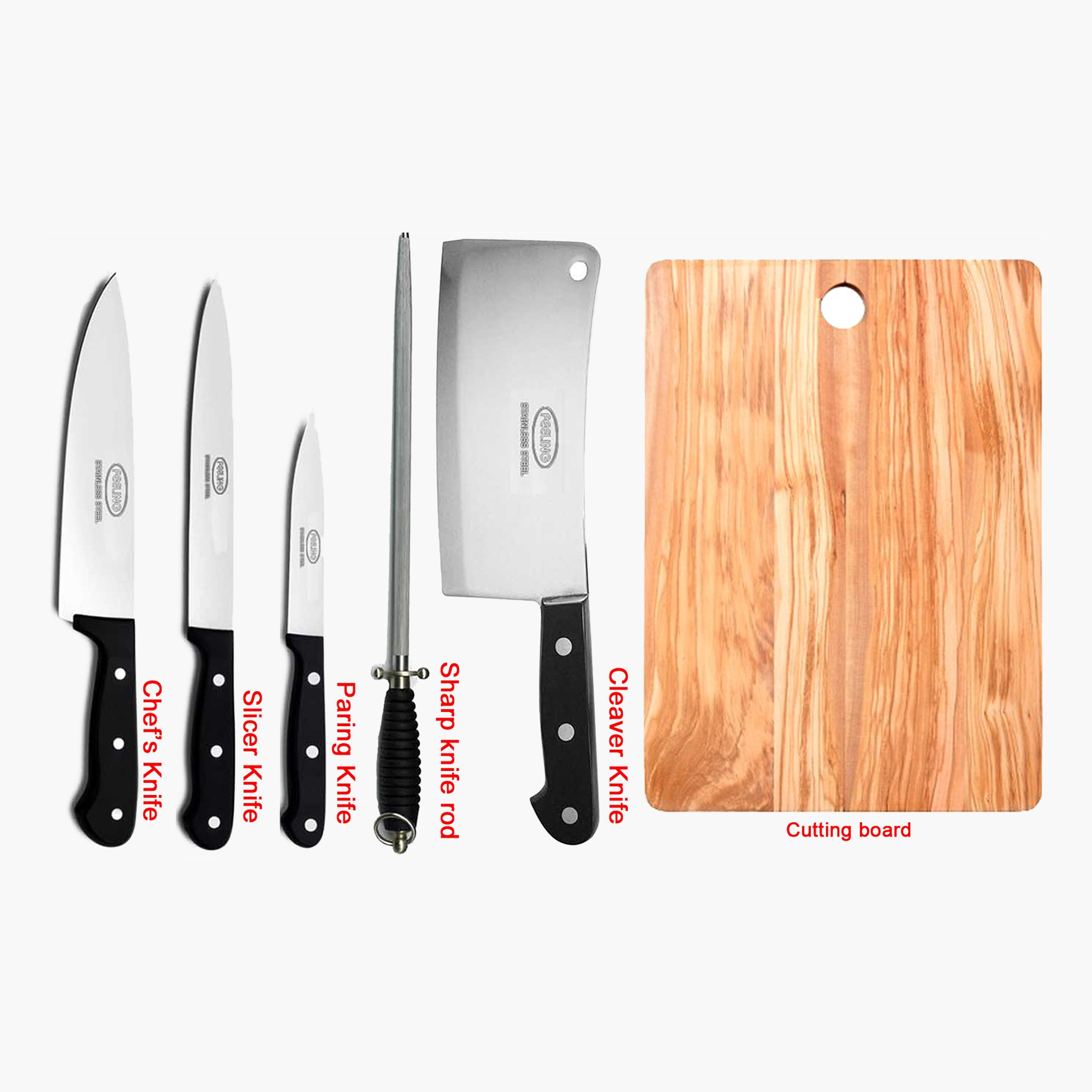 طقم سكاكين المطبخ مع لوح تقطيع خشبي من أميتي 5 قطع-hbxkitchen-kitchenware-choppingboards-image-3
