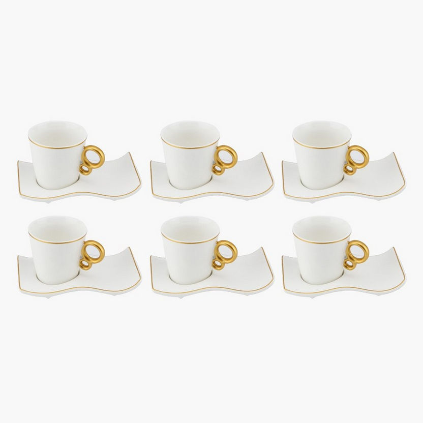 Feast Bone China 12-Piece Cup and Saucer Set - 190 ml-Coffee and Tea Sets-image-0