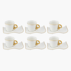 Feast Bone China 12-Piece Cup and Saucer Set - 190 ml