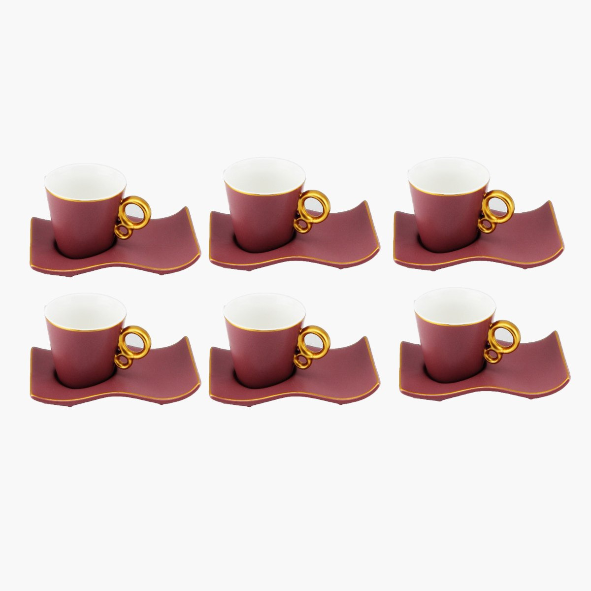 طقم فناجين خزف صيني بصحون 12 قطعة من فيست - 190 مل-hbxhomeware-diningandtabletop-coffeeandteasets-image-1