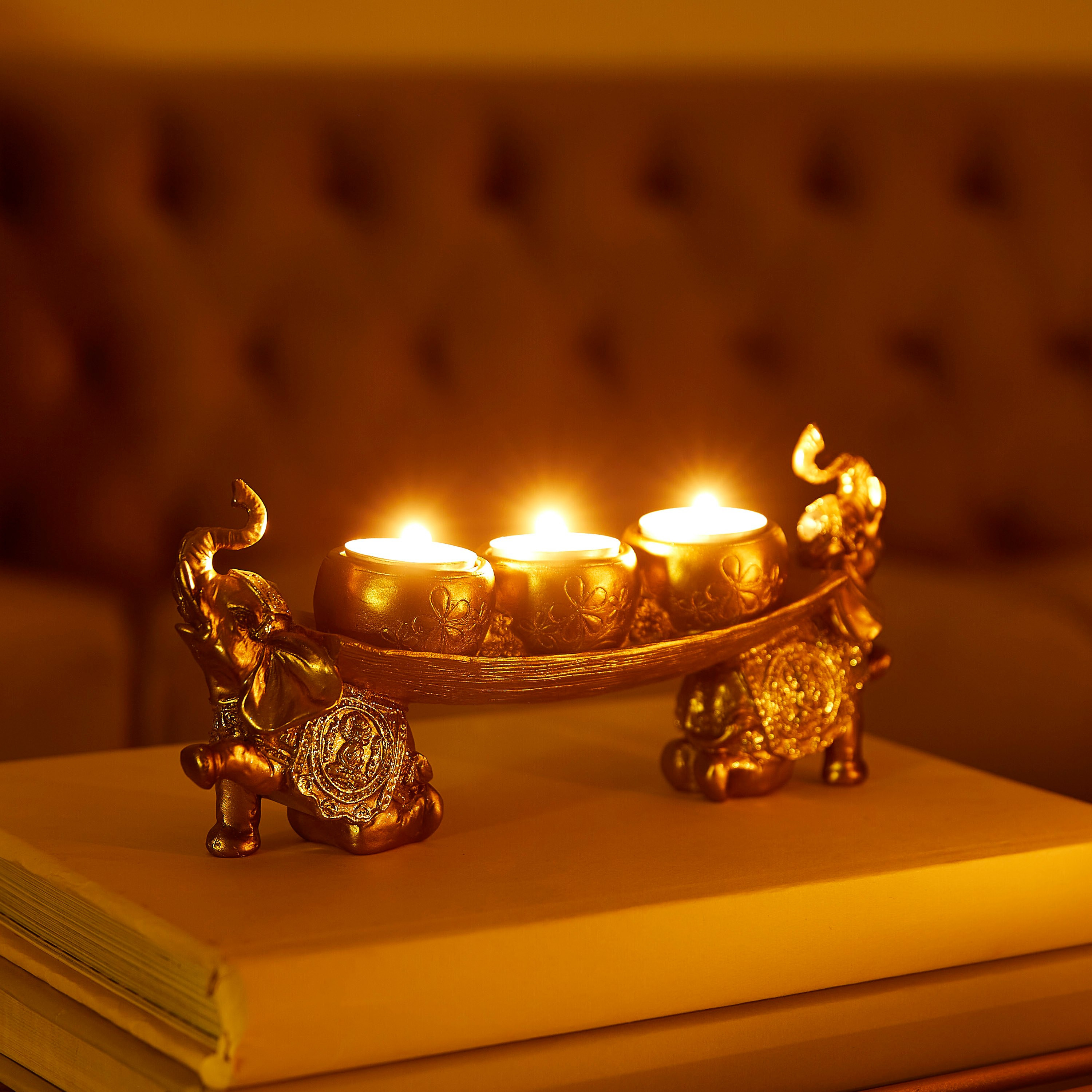 حامل شموع مع تمثال فيل من دايفين - 12 سم-hbxlivingroom-decorandaccessories-candleholders-image-2