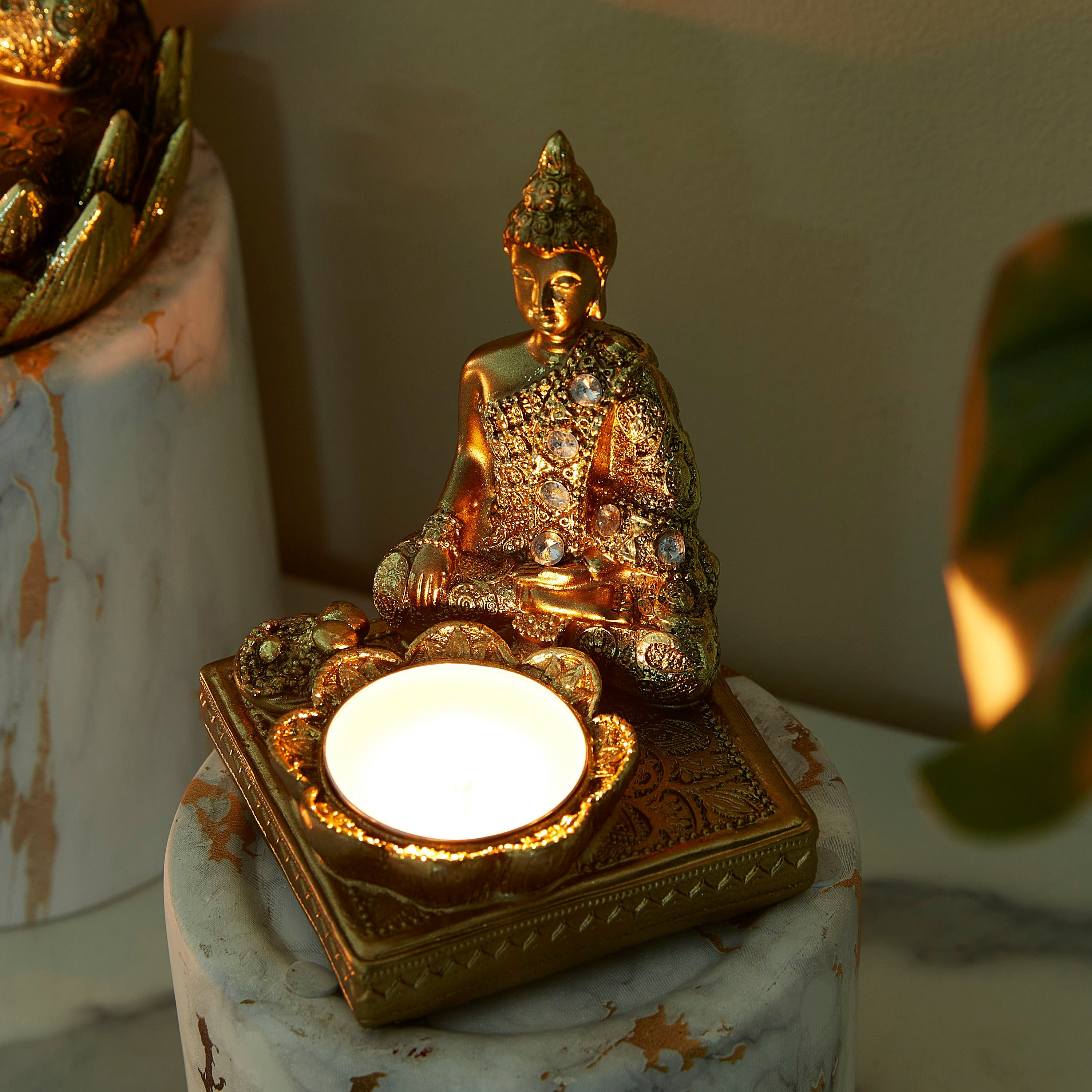 تمثال الإله بوذا مع حامل شموع صغيرة - 10 سم-hbxlivingroom-decorandaccessories-candleholders-image-6